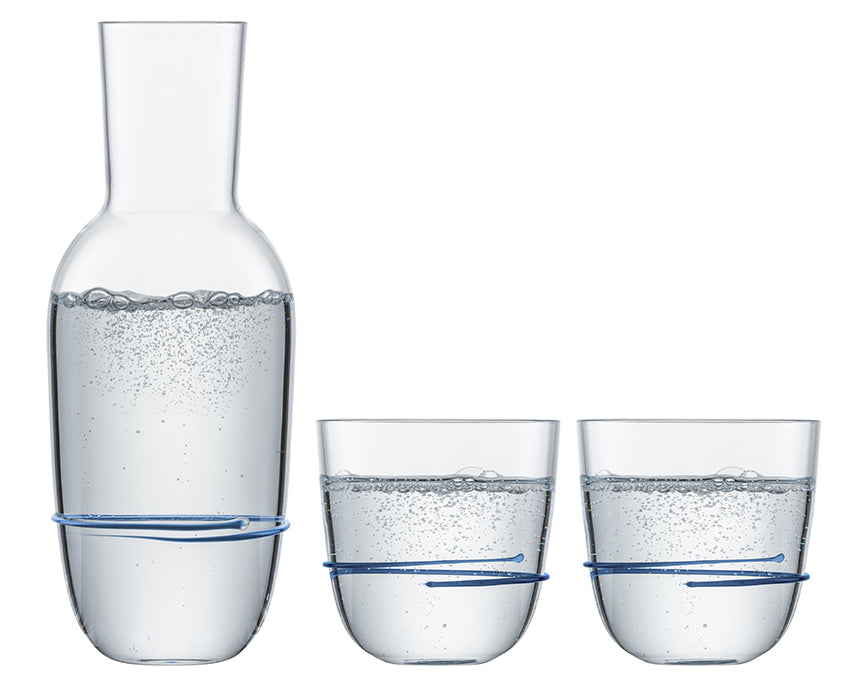Zwiesel Glas Aura Set carafe avec 2 gobelets bleus - 3 pièces
