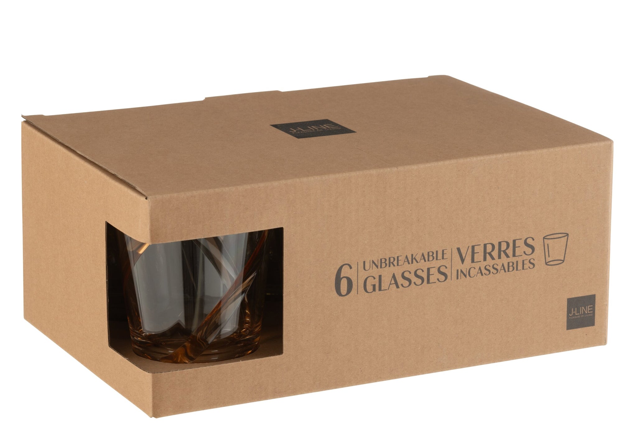 J-Line Verre à eau 44 Cl incassable à motifs linéaires assortis - 6 pièces