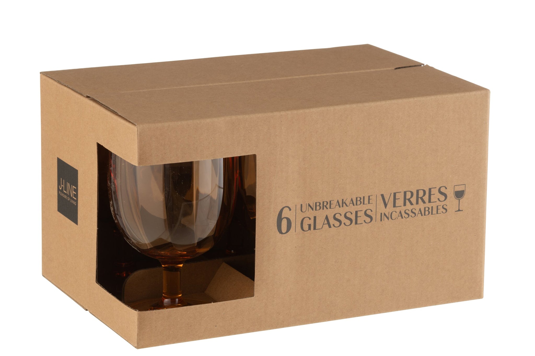 J-Line Verre à vin incassable orange - 6 pièces