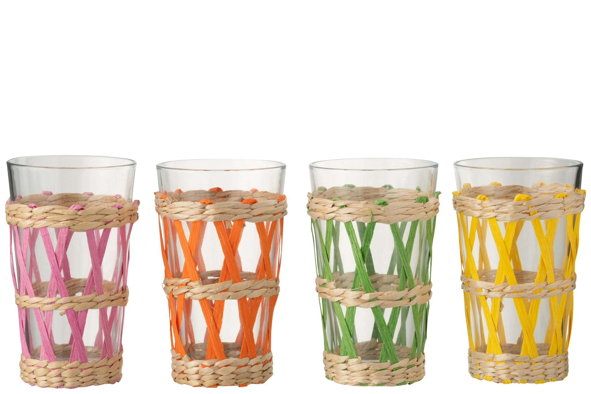 J-Line Grand verre à eau tressé assorti - 4 pièces