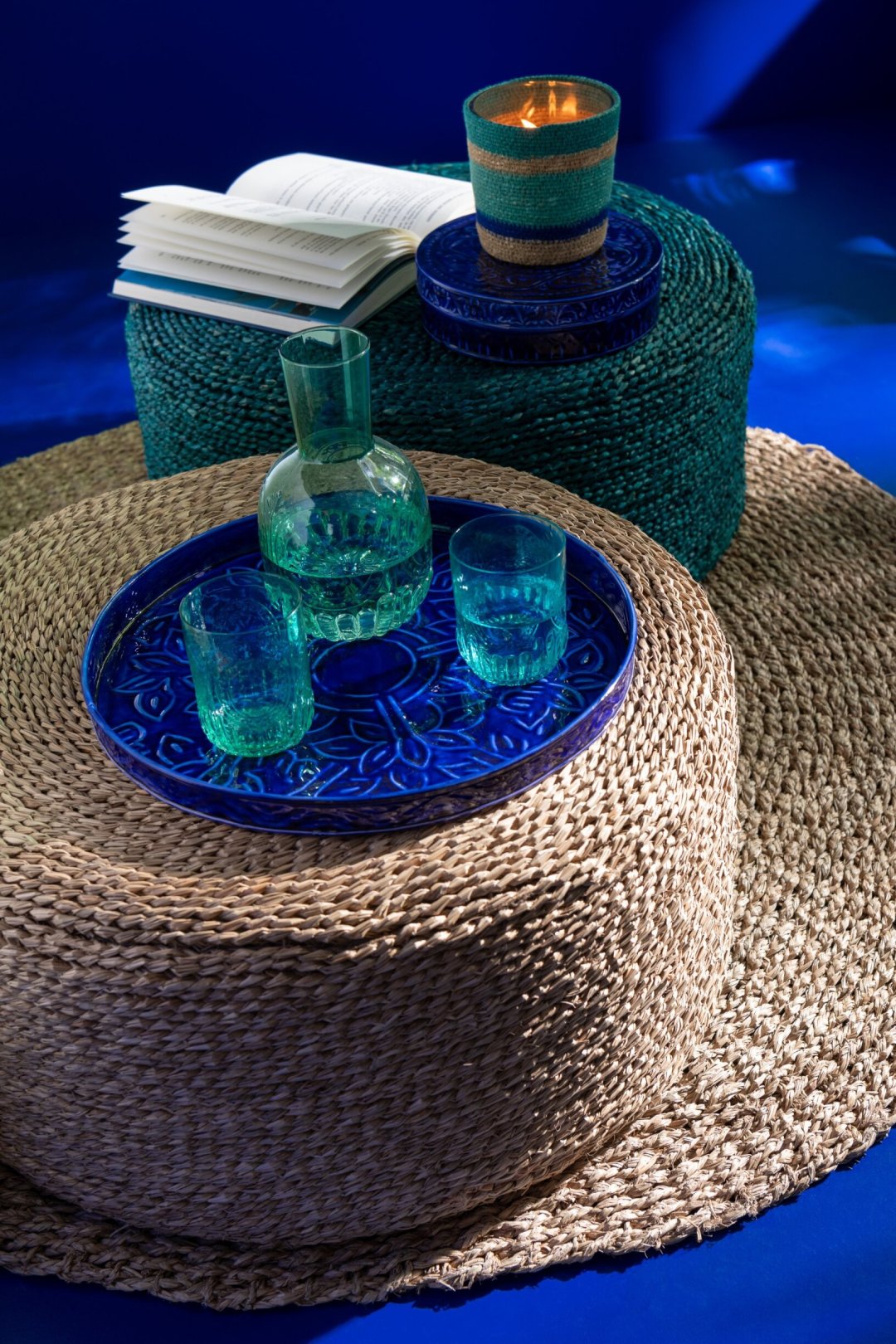 J-Line Verres à eau Maya turquoise - 4 pièces