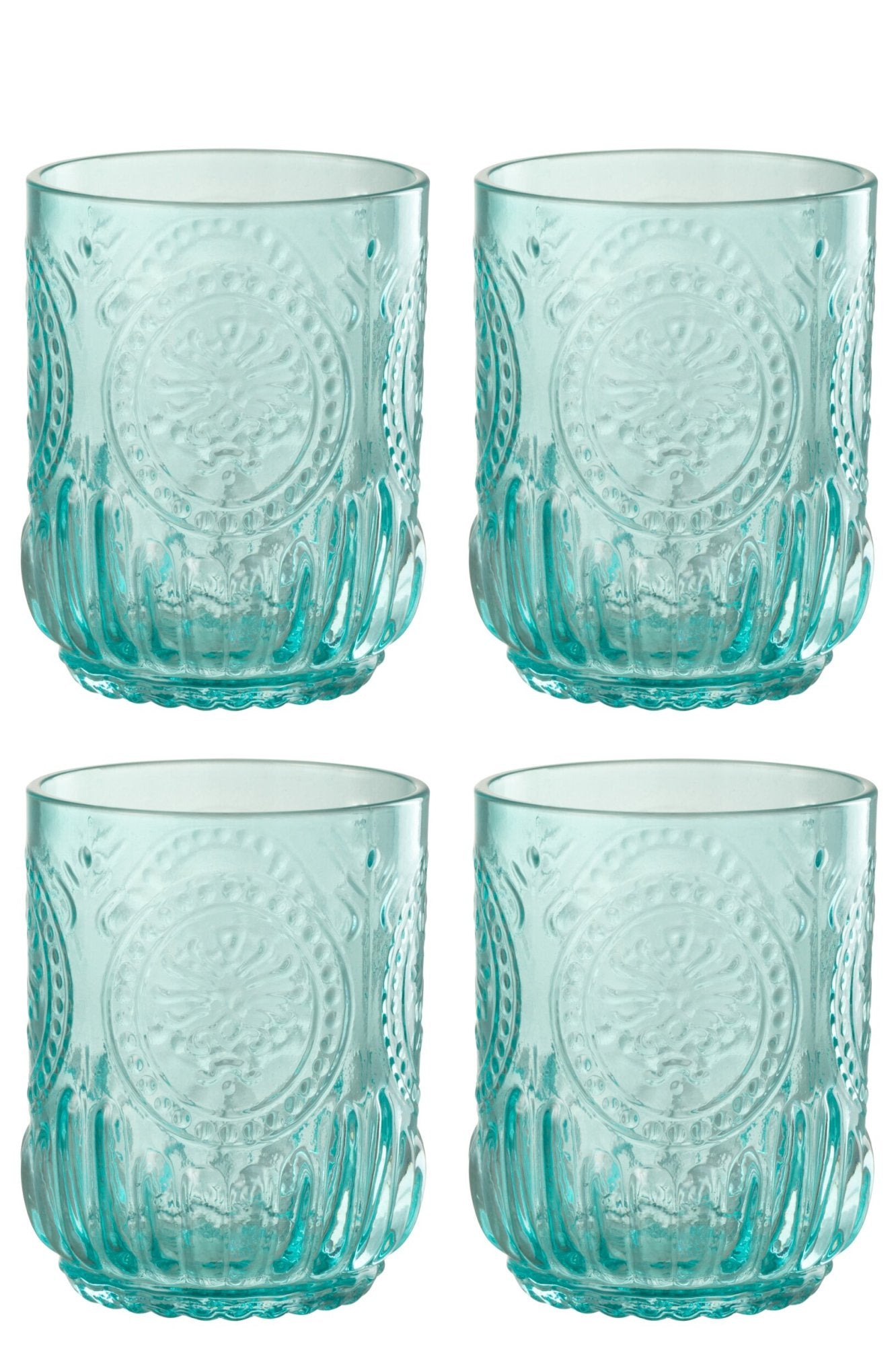 J-Line Verres à eau Maya turquoise - 4 pièces