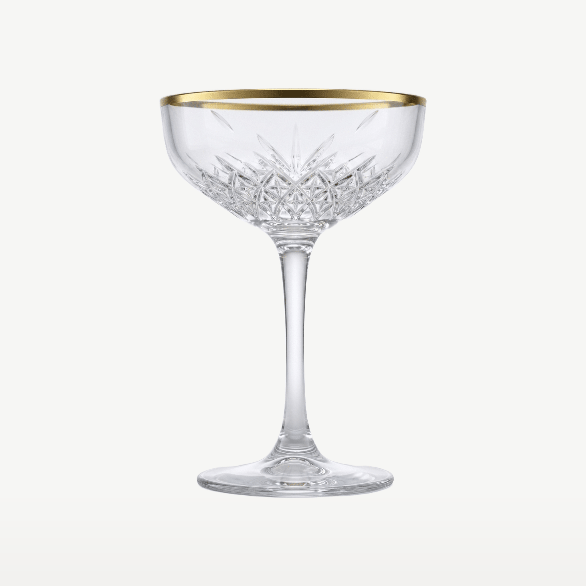 Pasabahce Timeless Champagneglas / Coupe 27 Cl Gouden Rand - 4 Stuks - Glazen.nl