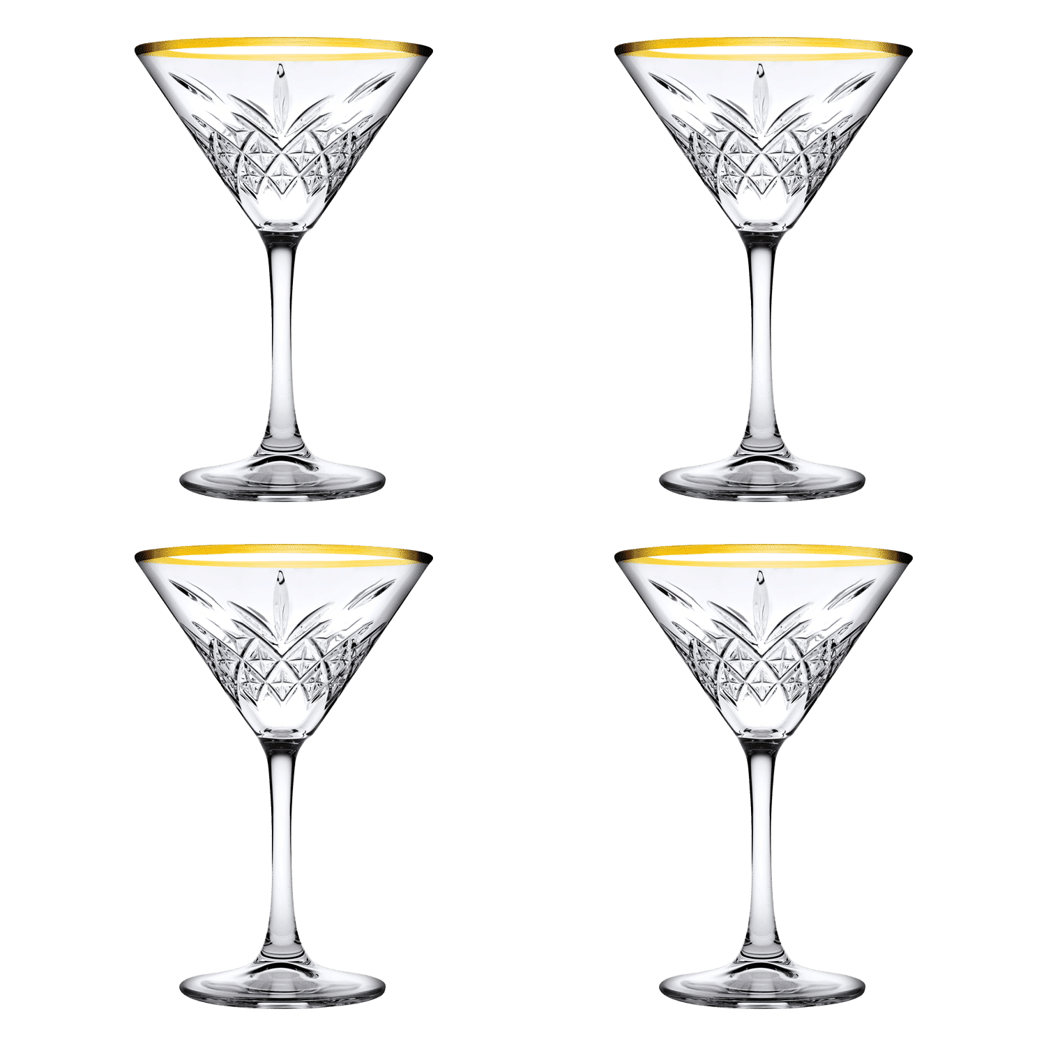 Pasabahce Timeless Martiniglas 23 Cl Gouden Rand - 4 Stuks - Glazen.nl