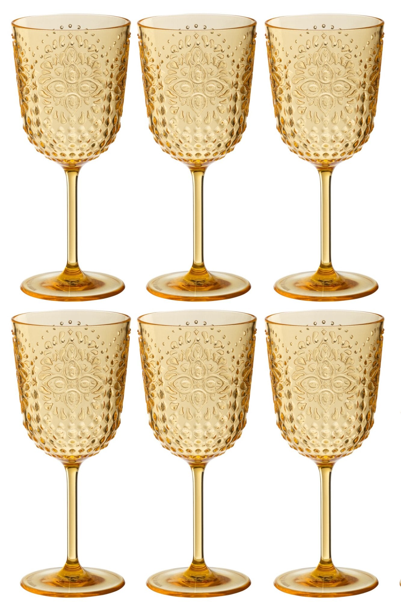 J-Line Verre à vin 41,4 Cl en plastique jaune - 6 pièces