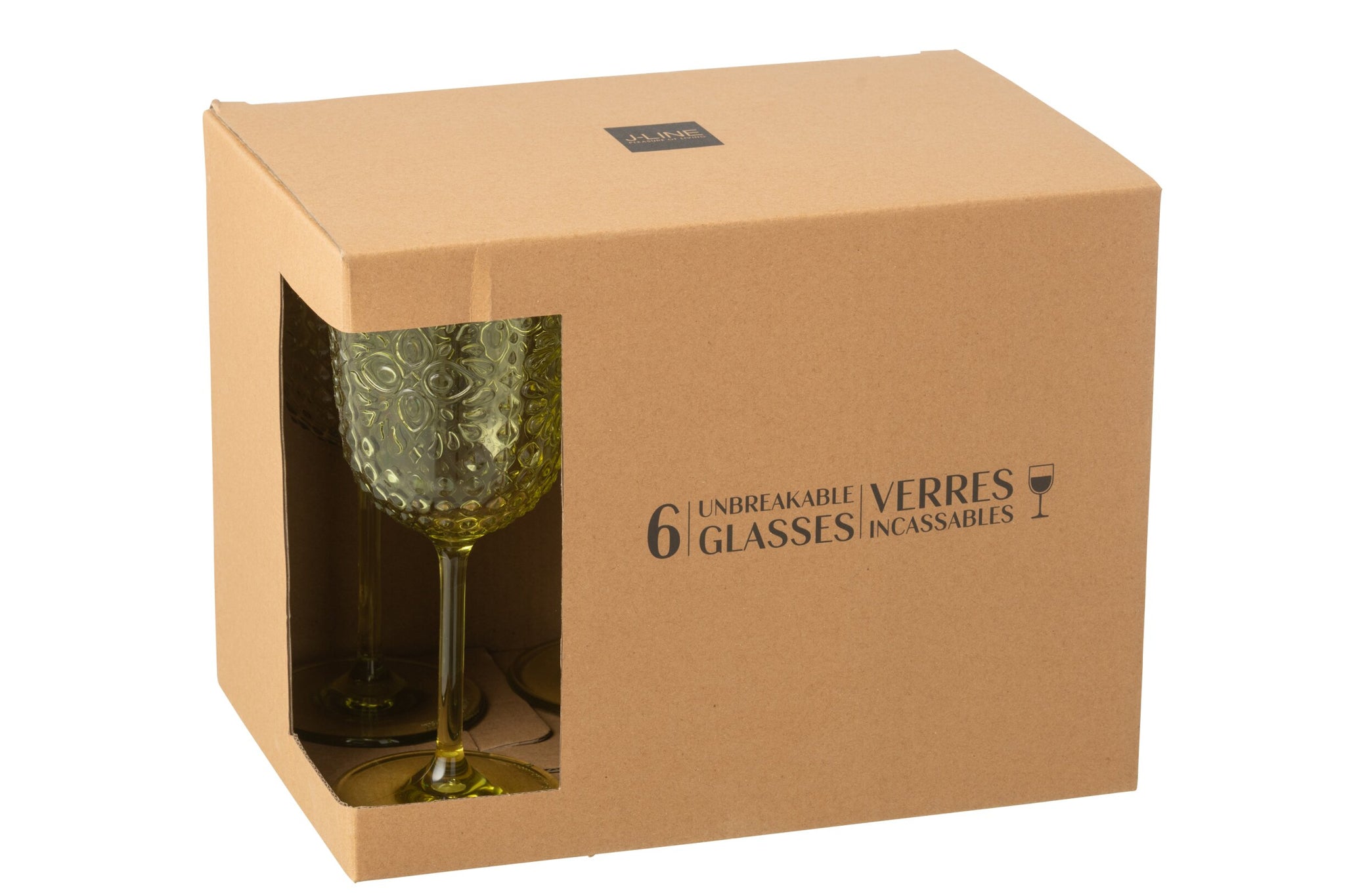 J-Line Verre à vin incassable vert - 6 pièces