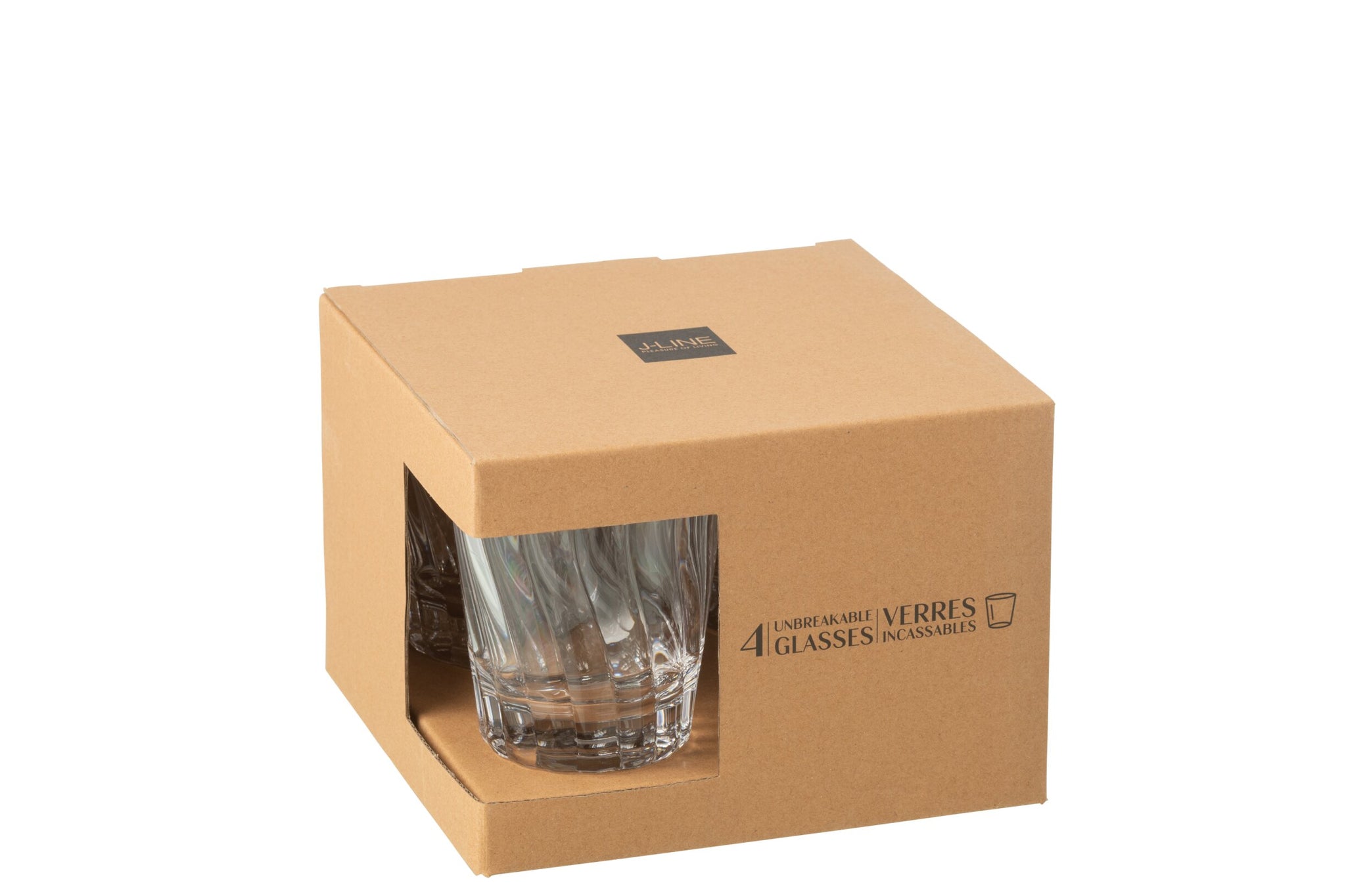 J-Line Verre à eau 42,5 Cl incassable transparent - 4 pièces