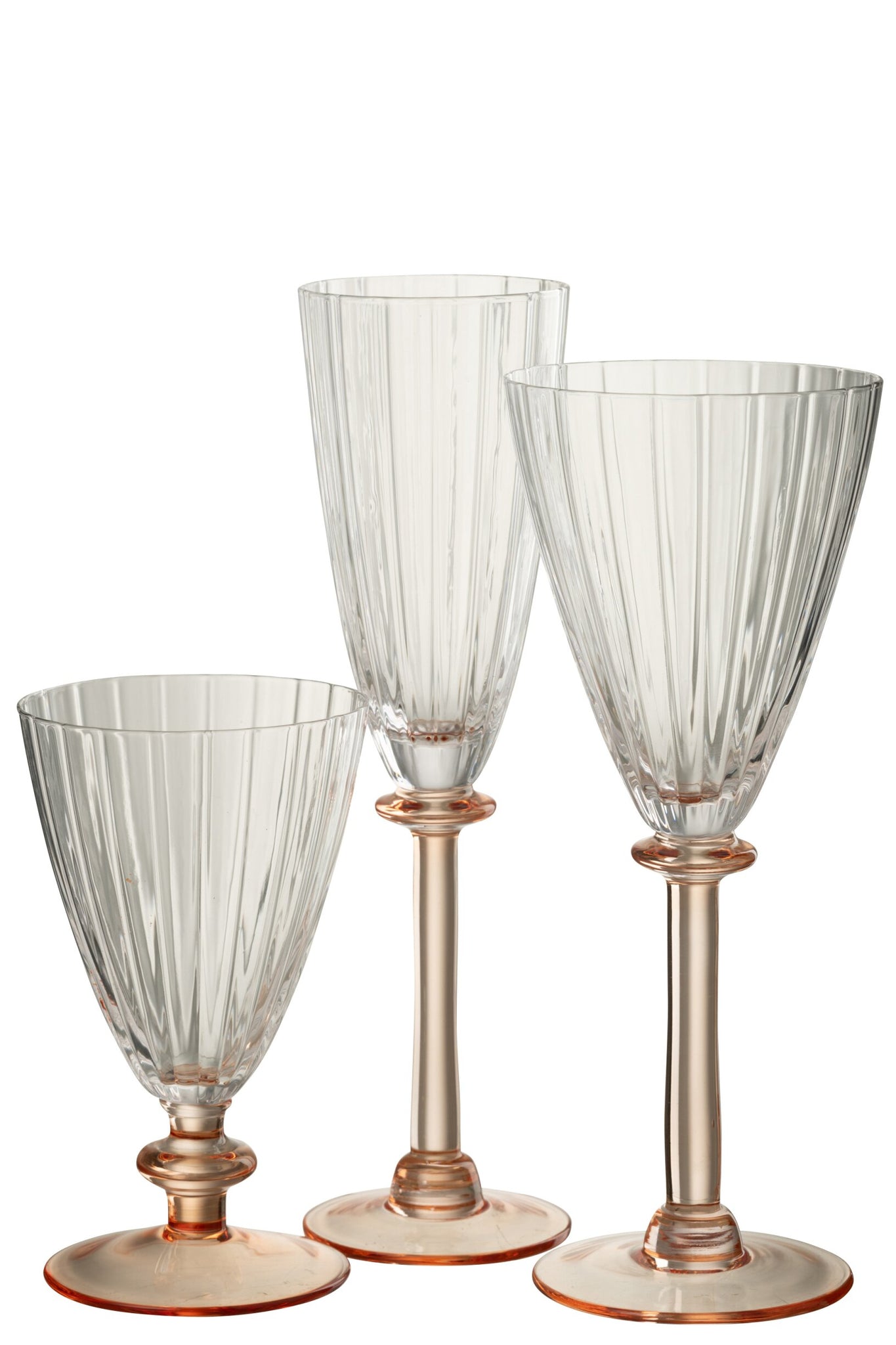 J-Line verre à champagne rayé transparent/rose saumon