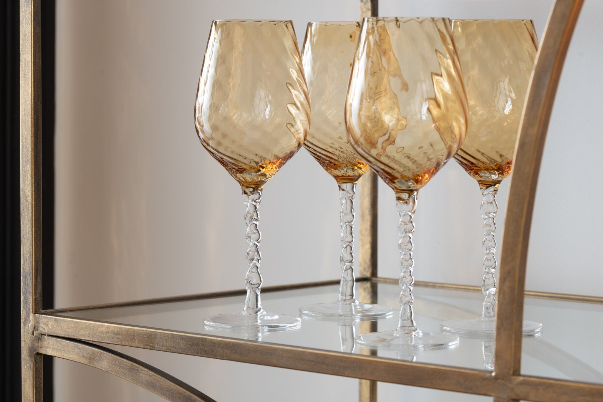 J-Line Verre à vin rayé caramel