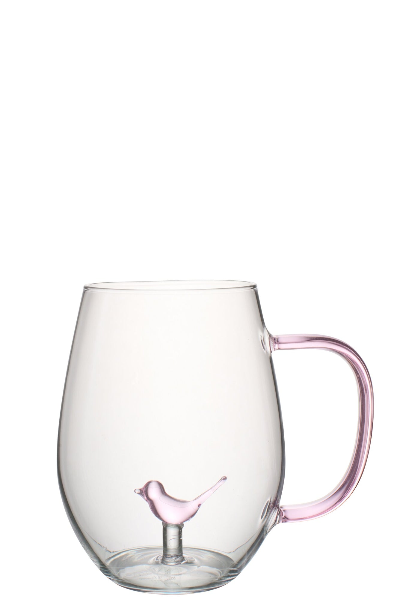 J-Line Verre à eau oiseau avec anse rose clair/transparent
