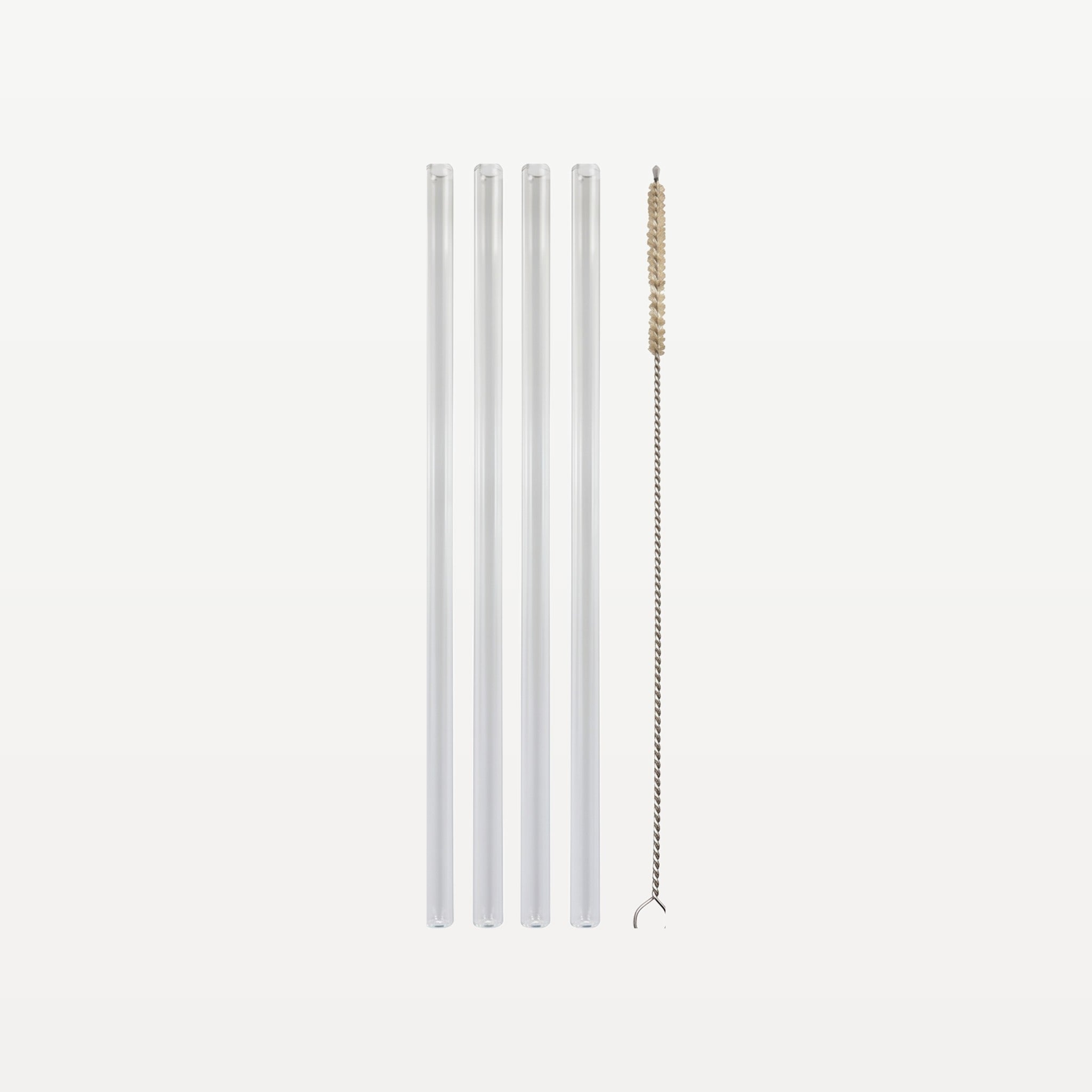 Bar Professional Glazen Rietjes 20 cm met Reinigingsborstel Set