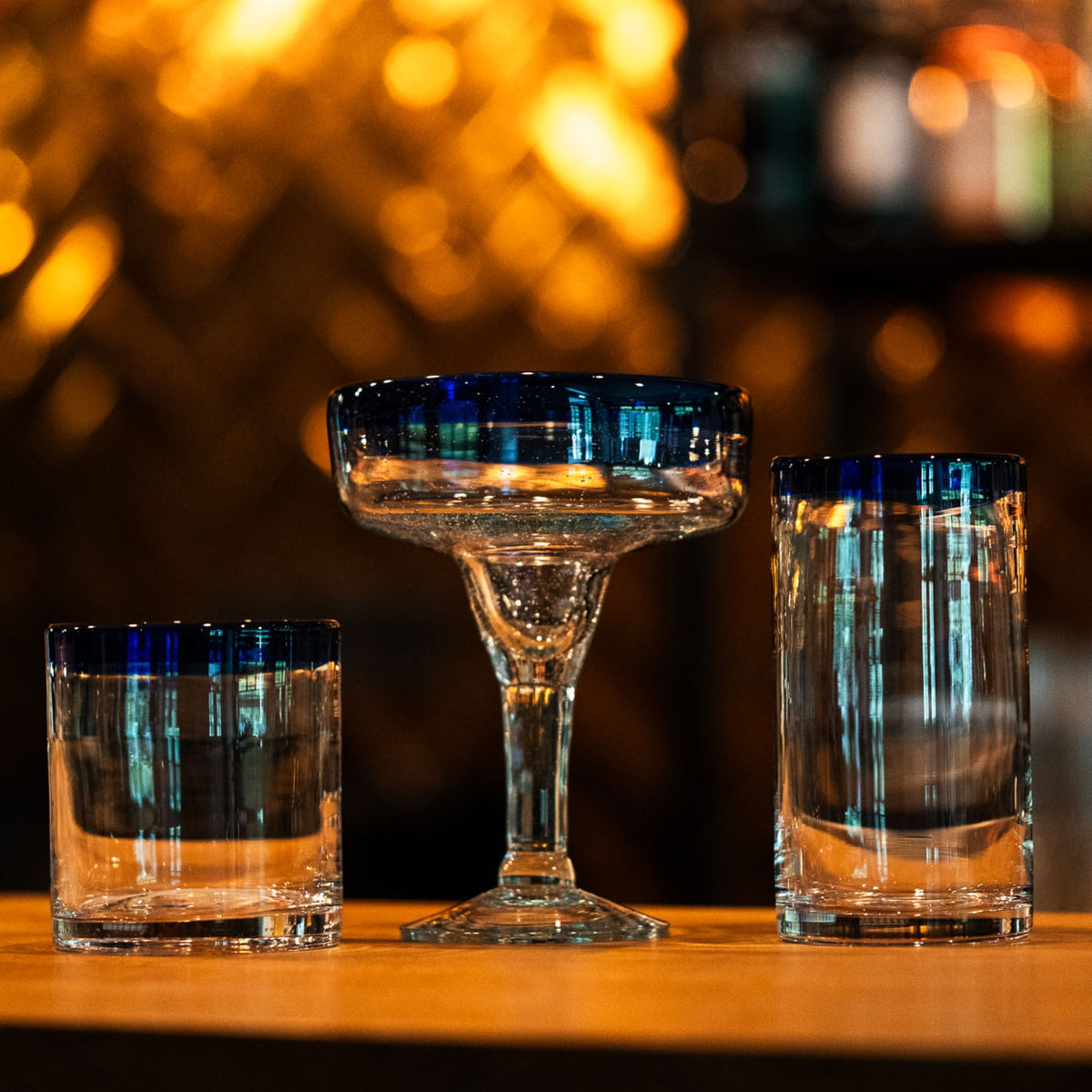 Bar Professional Tumbler Blauwe Rand 30 Cl - Glazen.nl