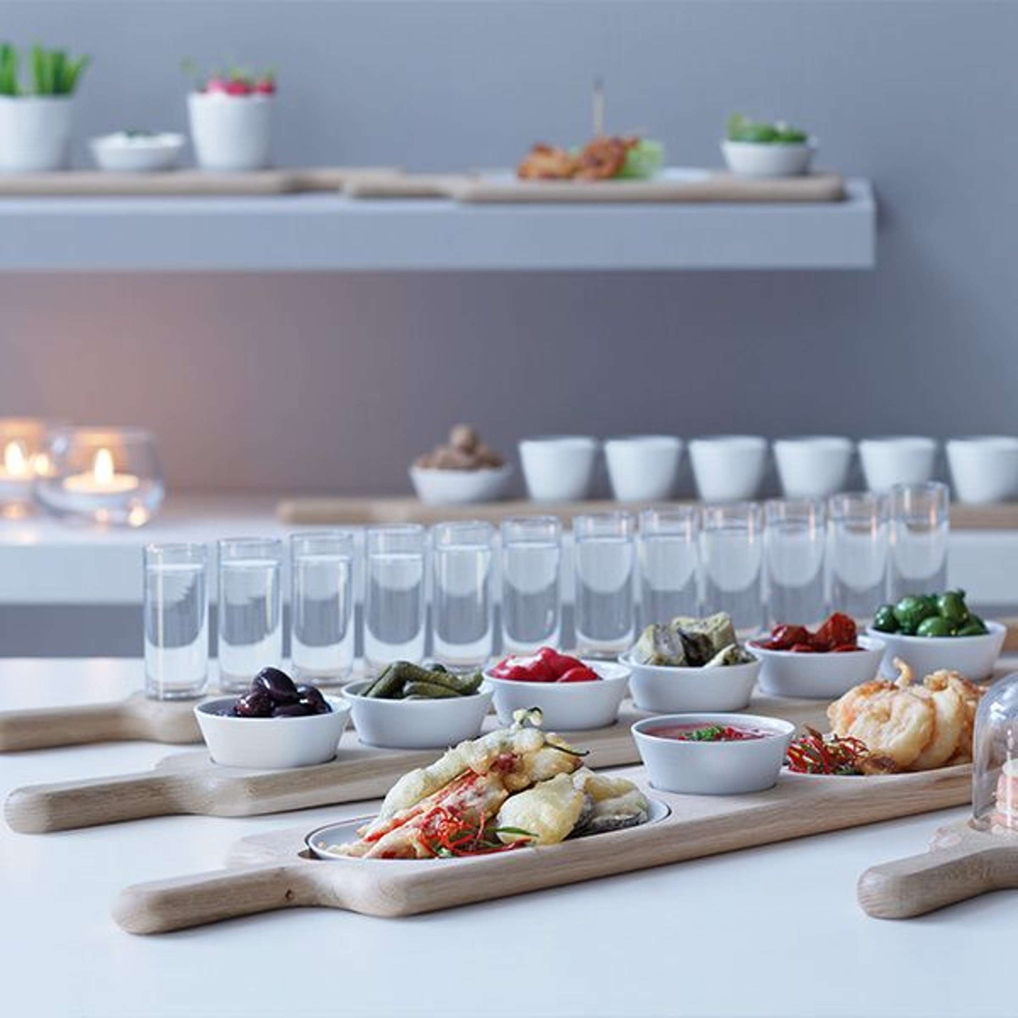 L.S.A. Set de verres à vodka Paddle avec planche de service - 6 pièces