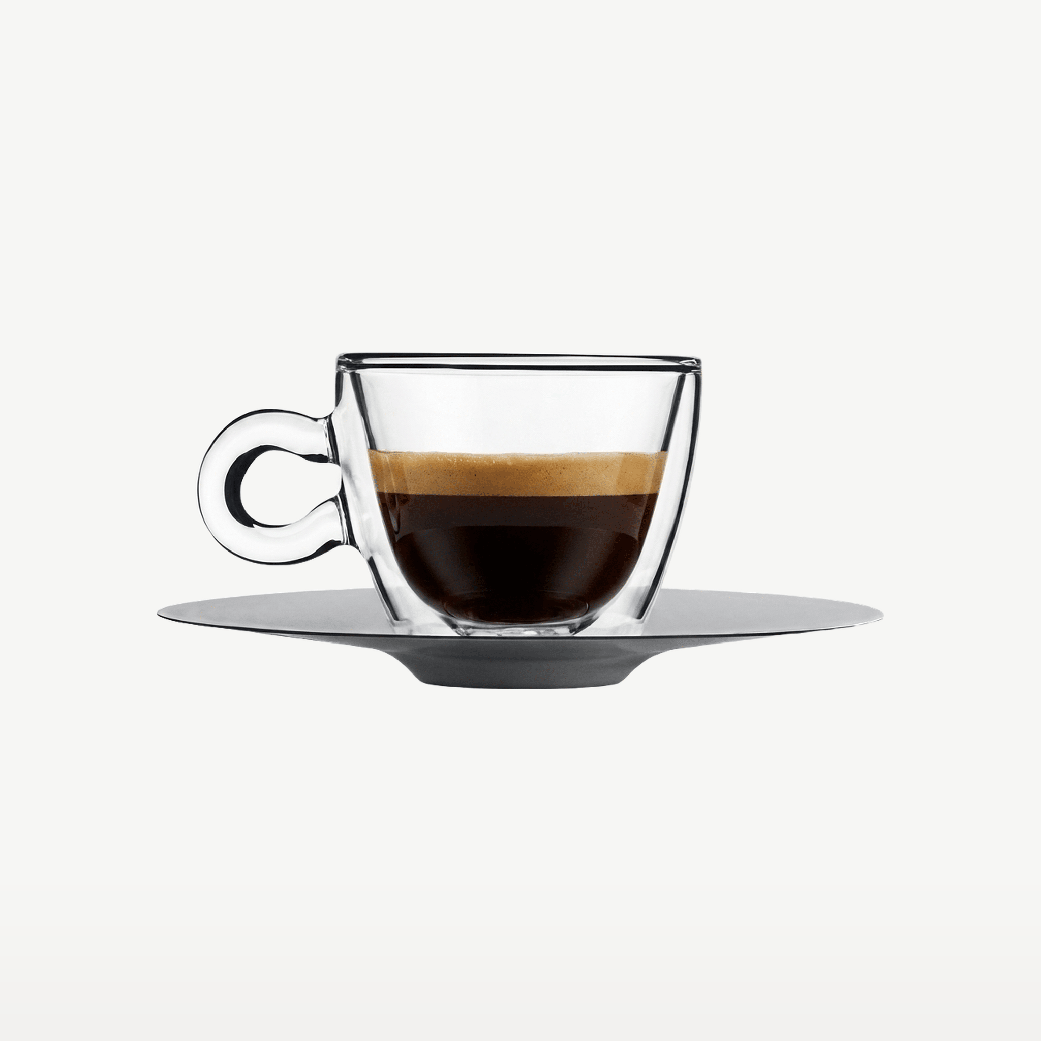 Luigi Bormioli Thermic Glass Espressoglas 6,5 Cl Met Rvs Schotel - 2 Stuks - Glazen.nl