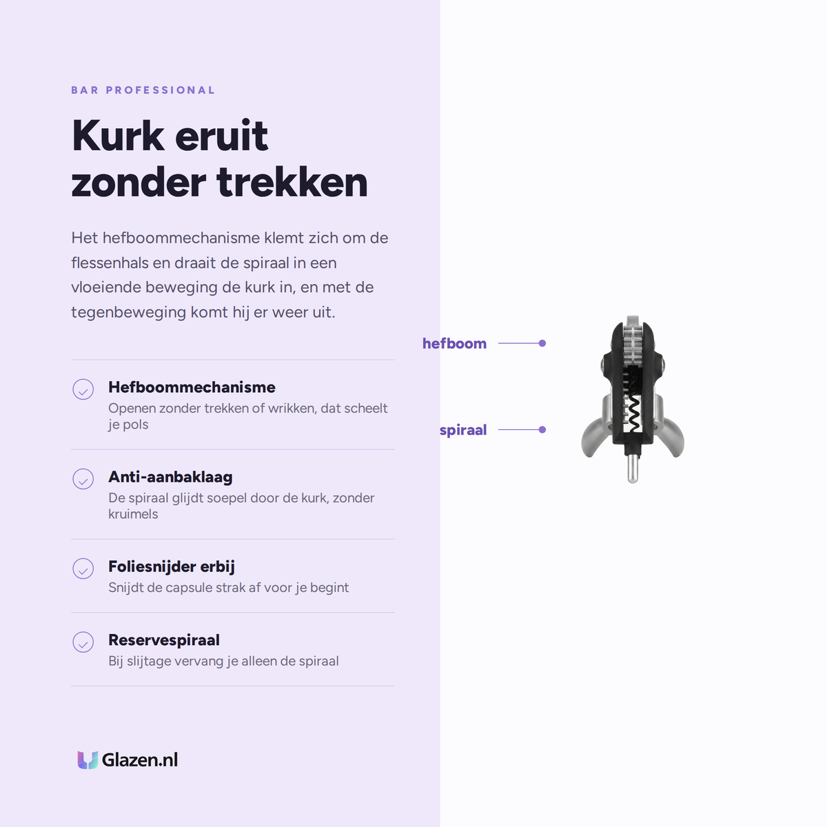 Eigenschappen van Bar Professional EZ Pull Kurkentrekkerset Zwart