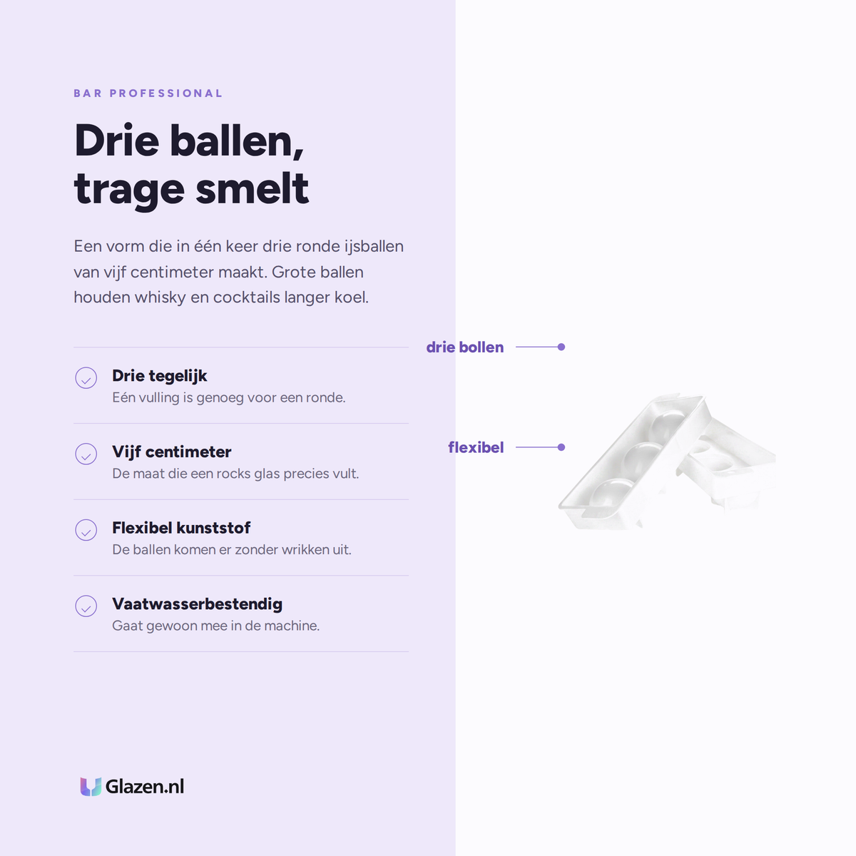 Bar Professional IJsballenvorm 5 cm - 3 Bollen eigenschappen