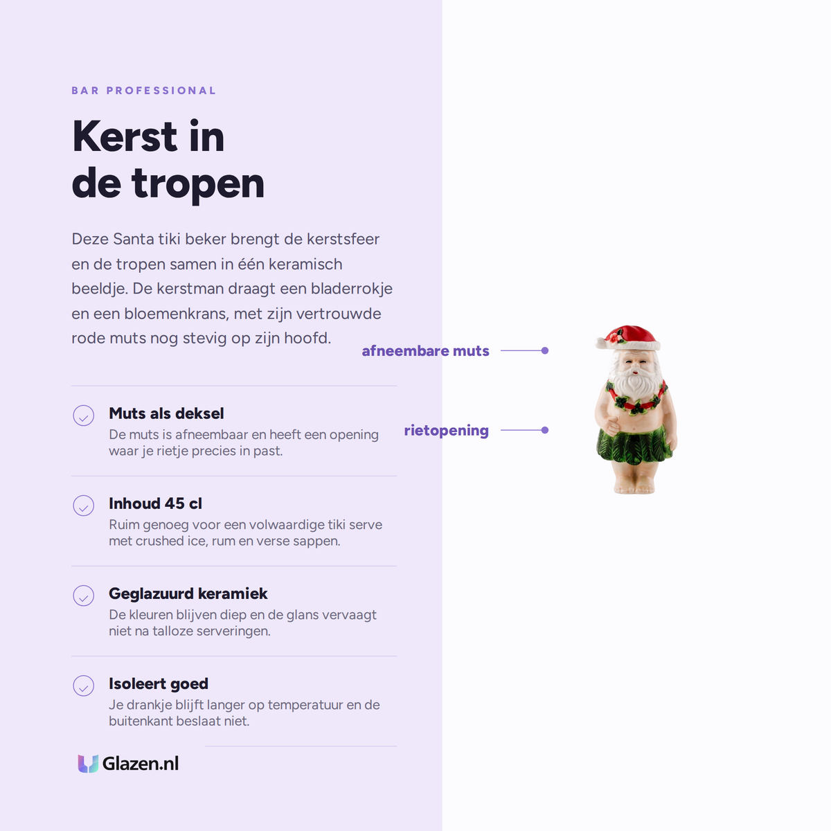 Eigenschappen van de Bar Professional Tiki Beker Santa 45 Cl