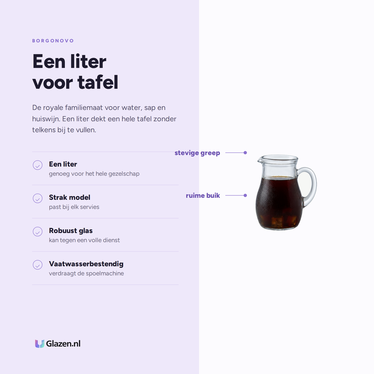 Eigenschappen van de Borgonovo Roxy Kan 1 Liter