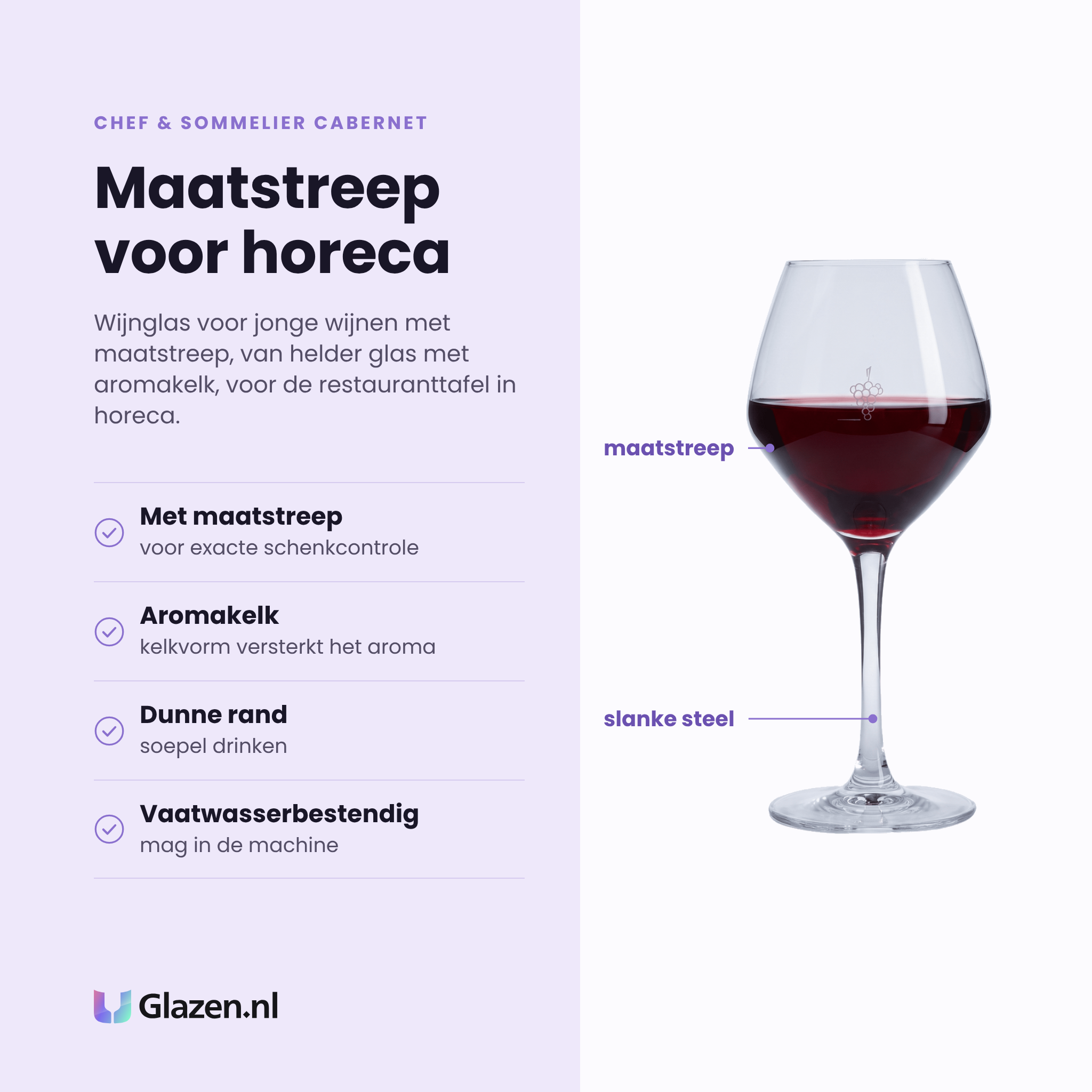 Chef & Sommelier Cabernet wijnglas 35 cl eigenschappen: met maatstreep, aromakelk, dunne rand, vaatwasserbestendig