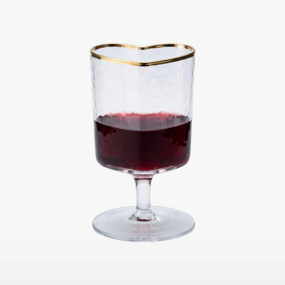 J-Line Wijnglas Hart Goud/Transparant - Glazen.nl