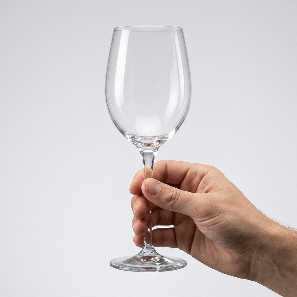 Bormioli Rocco Premium wijnglas 29 cl in hand voor formaatindicatie