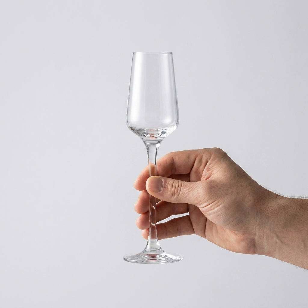 Chef & Sommelier Spirits likeurglas 10 cl in hand voor formaatindicatie