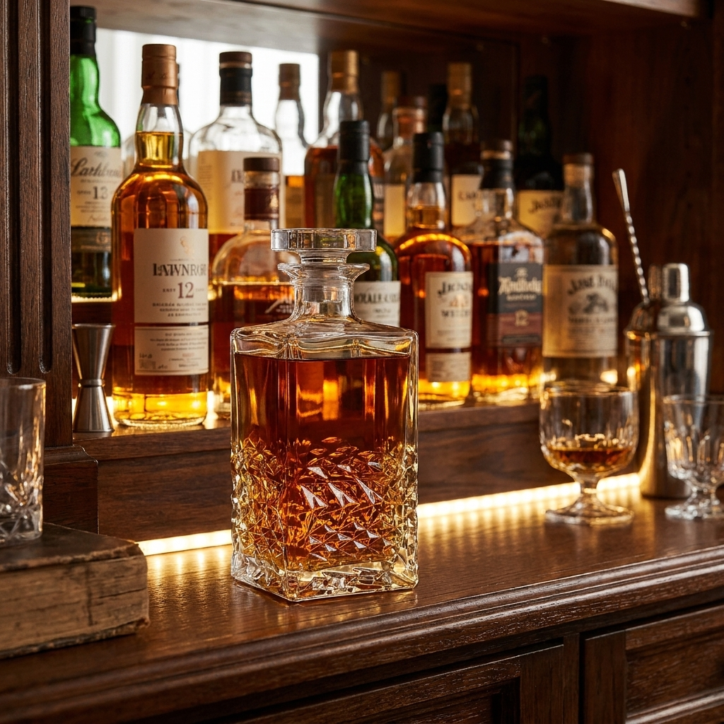Luigi Bormioli Mixology Textures decanteerkaraf op huisbarplank