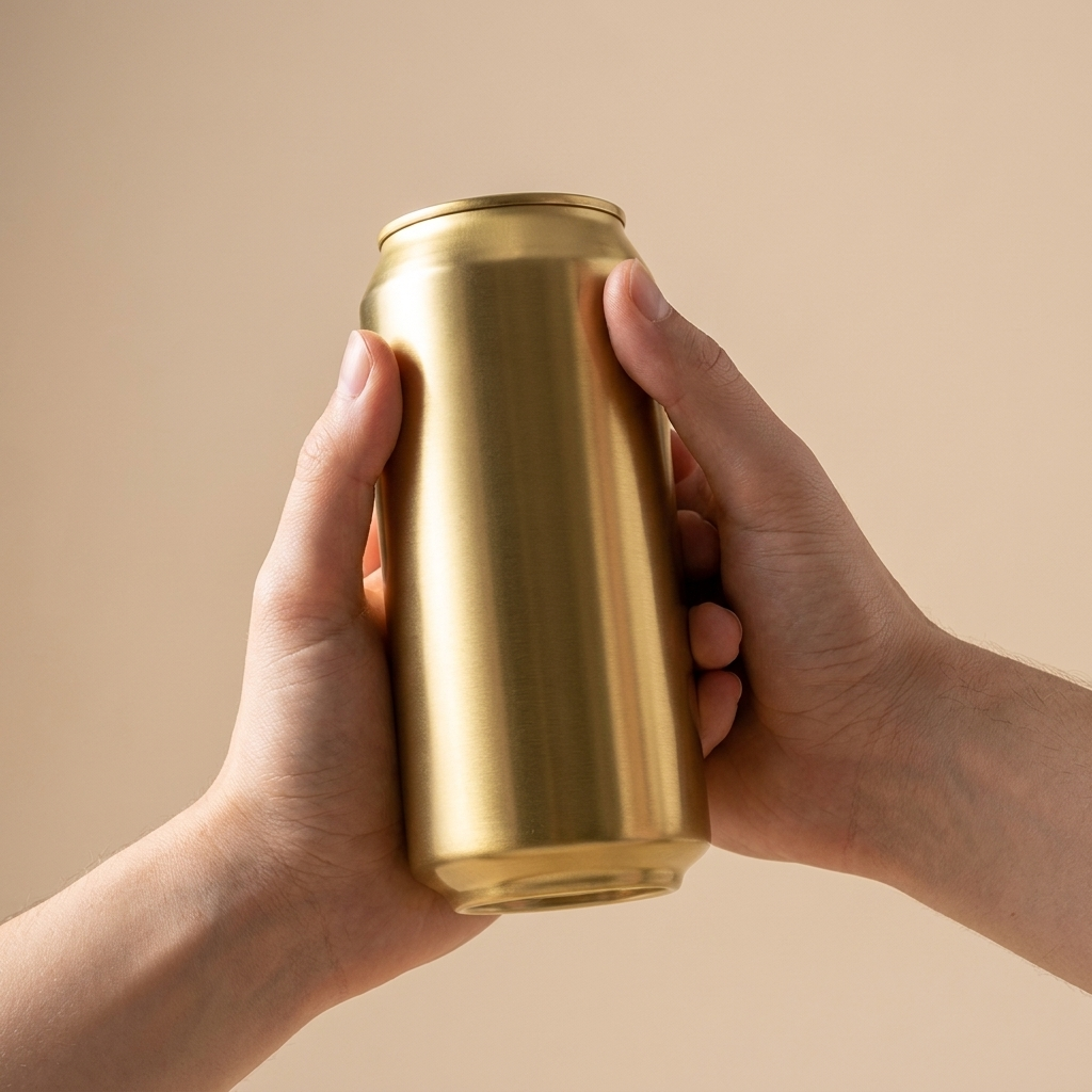 Speakeasy Cola Mug cocktailbeker 50 cl goud in hand voor formaatindicatie