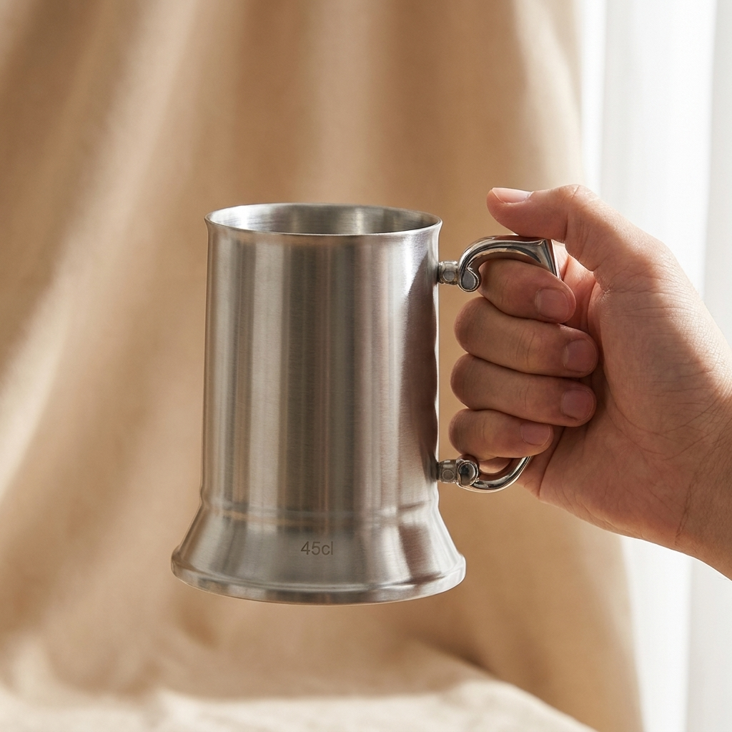 Speakeasy Tankard cocktailbeker 45 cl in hand voor formaatindicatie