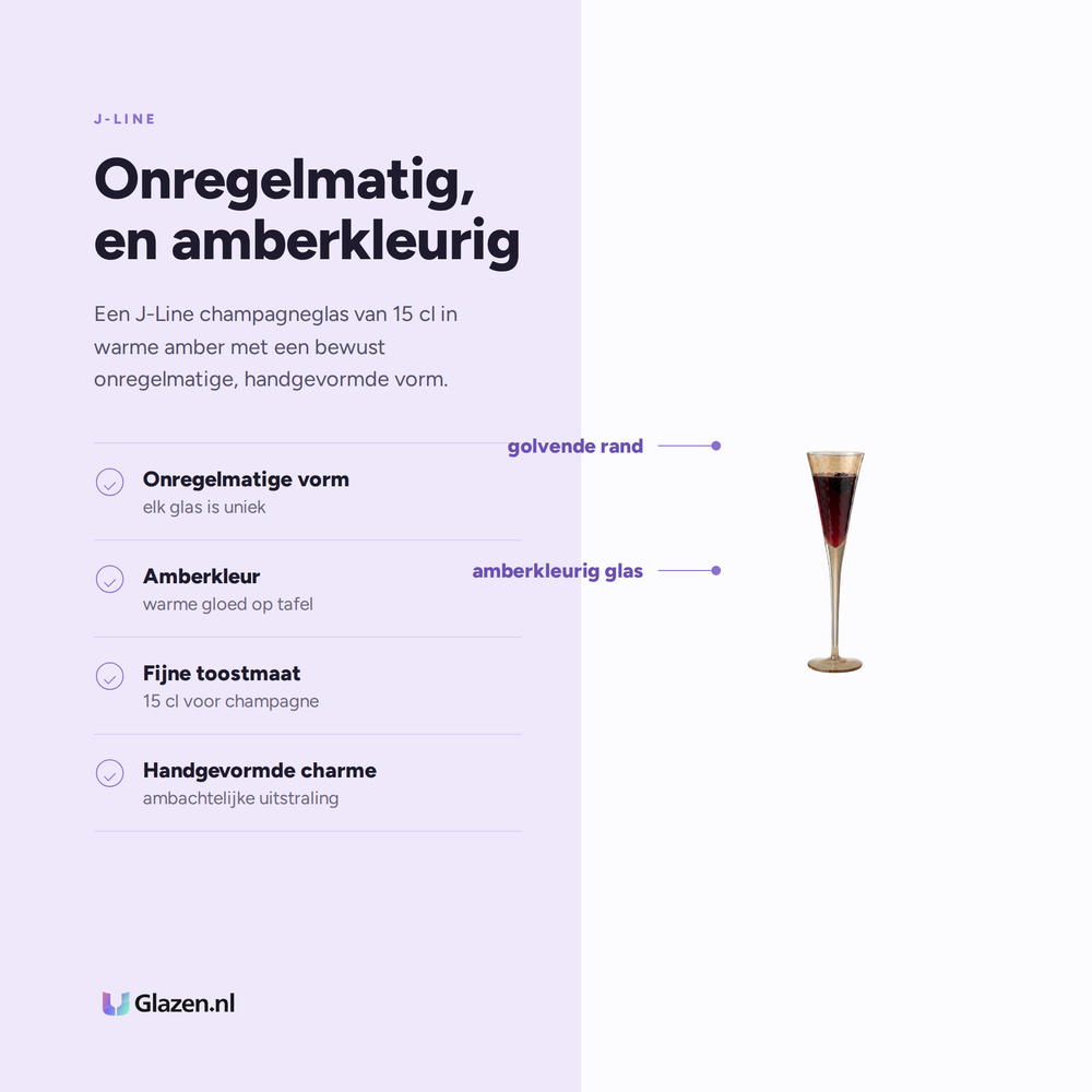 J-Line Champagne Glass 15 cl Irregular Amber