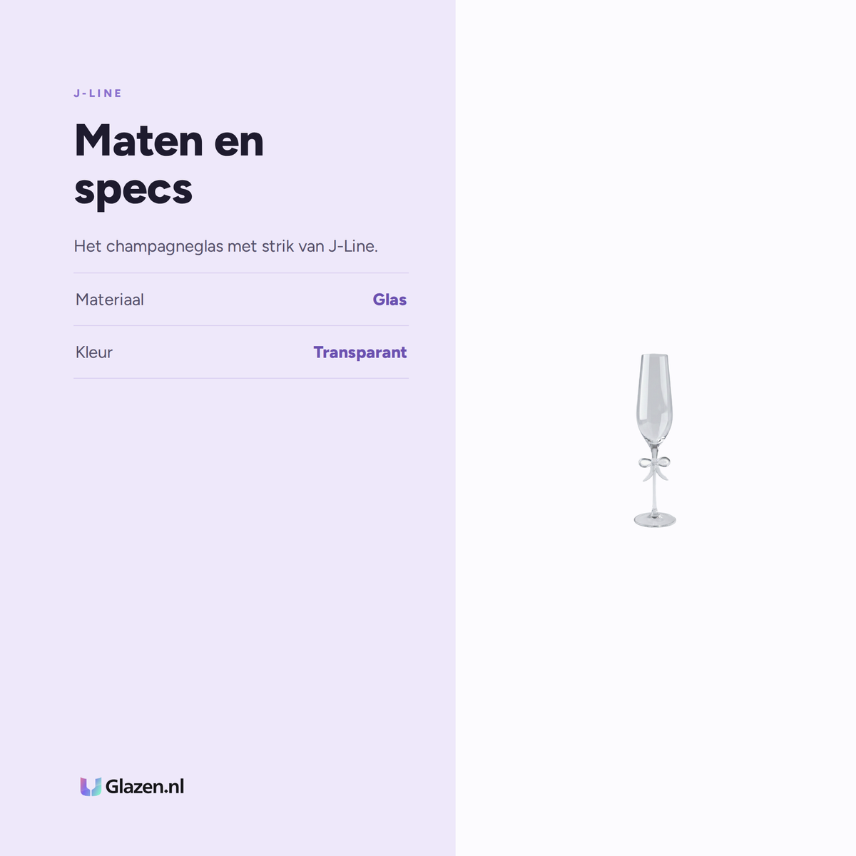 Maten en specs van J-Line Champagneglas Strik Transparant