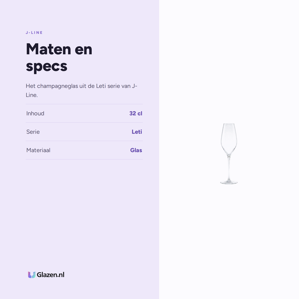 Maten en specs van J-Line Leti Champagneglas 32 Cl Transparant