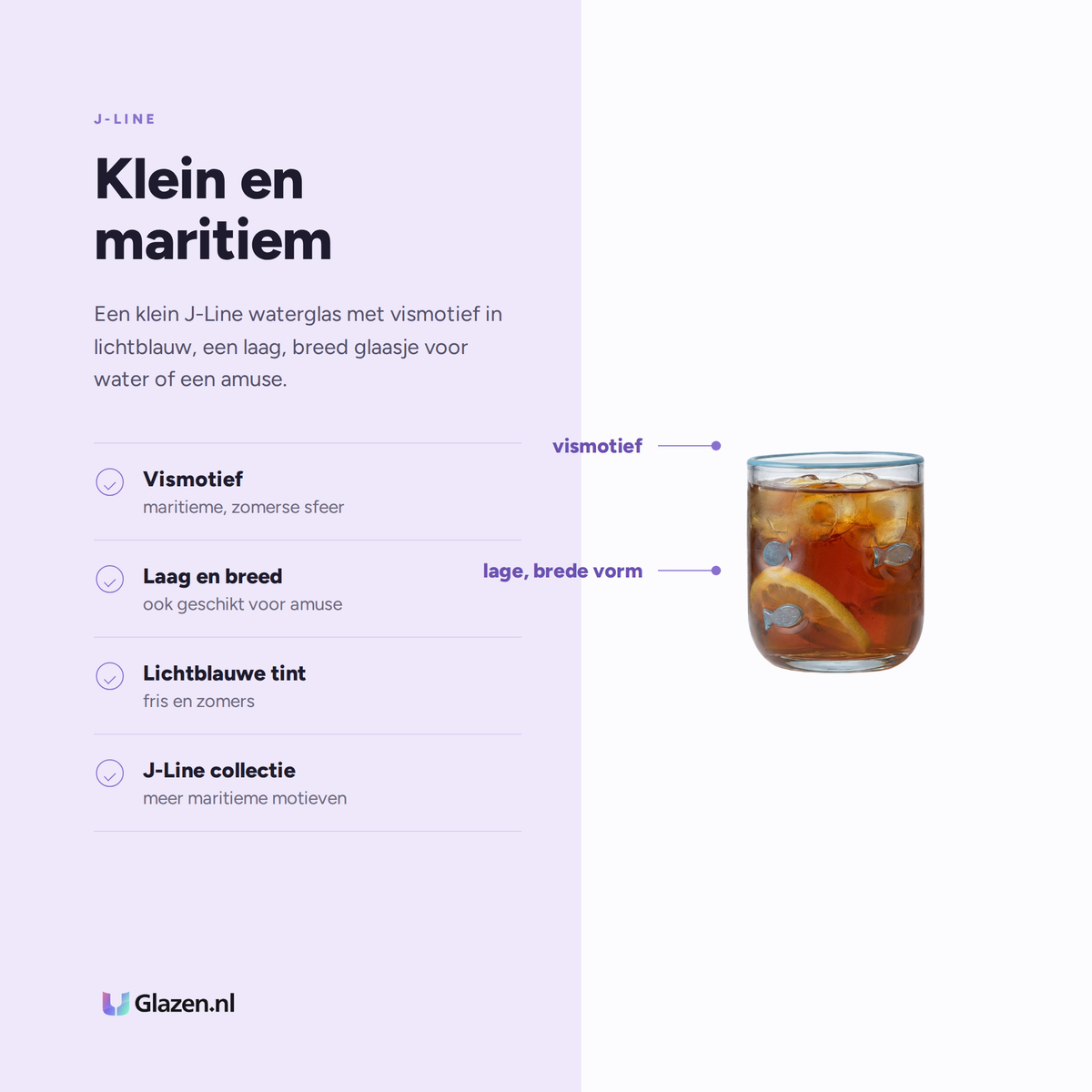 Eigenschappen van J-Line Waterglas Vis Klein Transparant/Lichtblauw