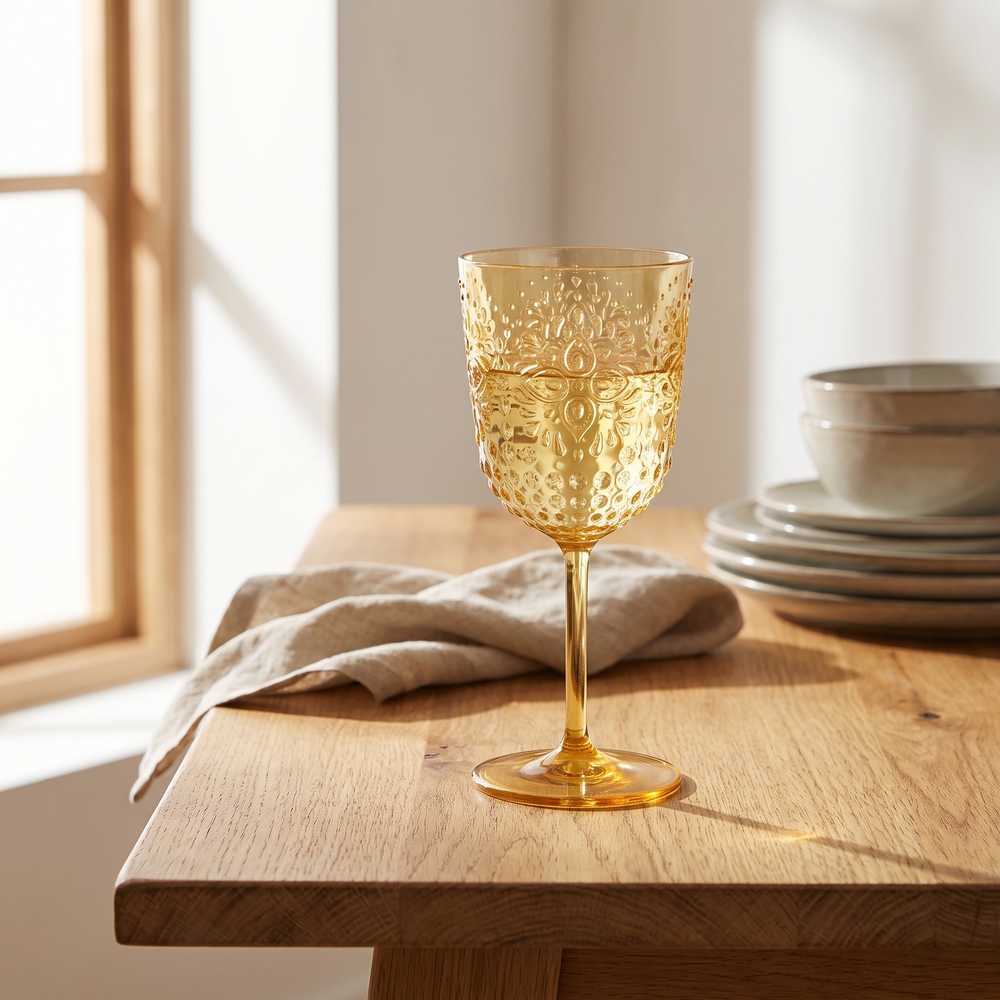 J-Line Wine Glass 41,4 Cl Plastic Yellow - 6 Pieces