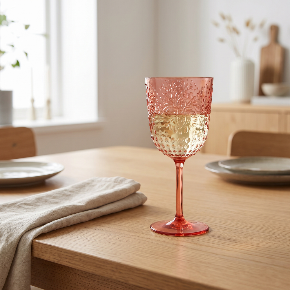 J-Line Verres à vin 41,4 cl en plastique rouges – 6 pièces