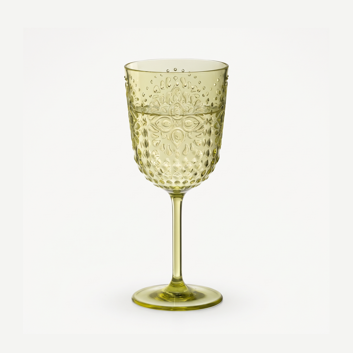 J-Line Wijnglas 41,4 Cl Onbreekbaar Groen - 6 Stuks, gevuld glas