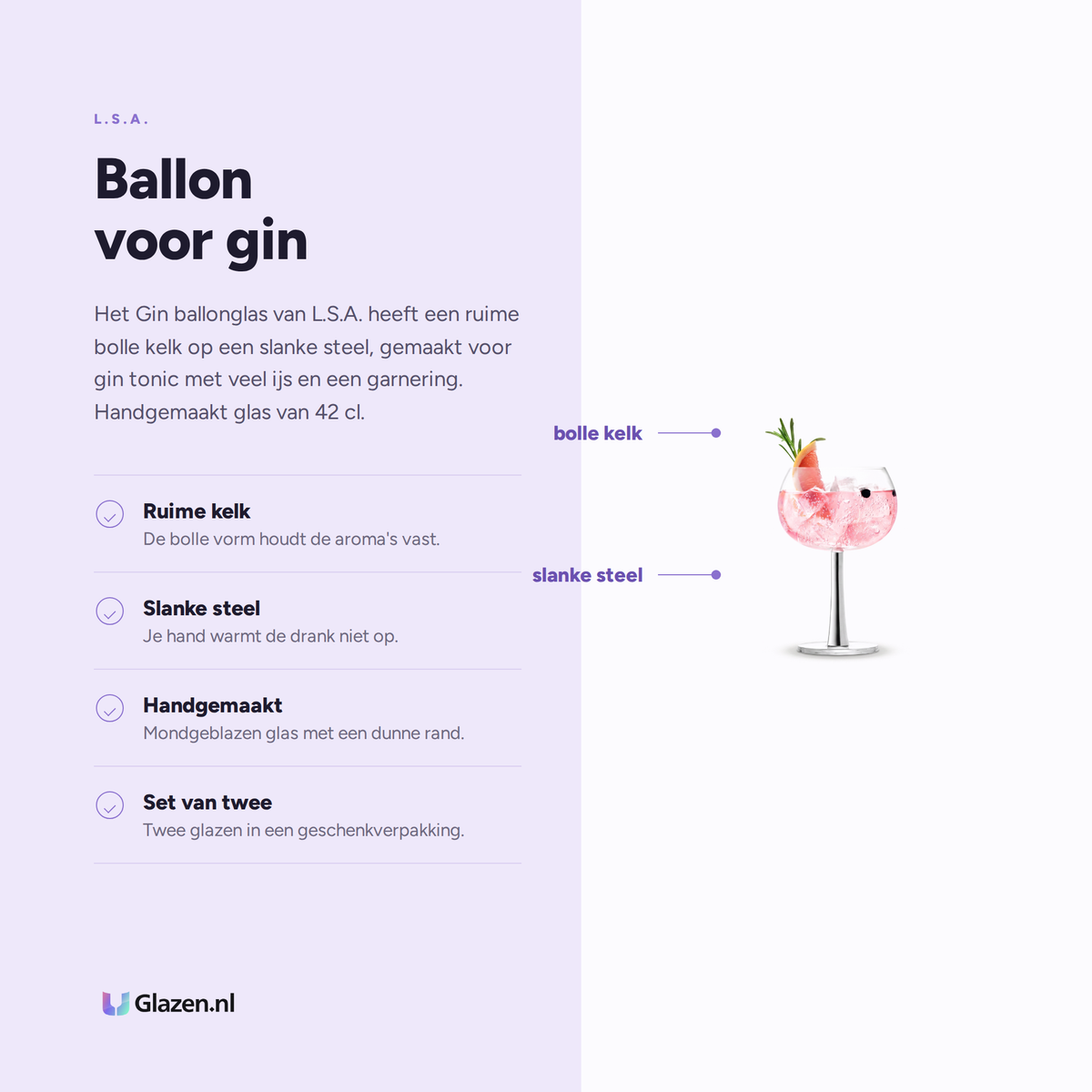 L.S.A. Gin Ballonglas 42 Cl - 2 Stuks eigenschappen