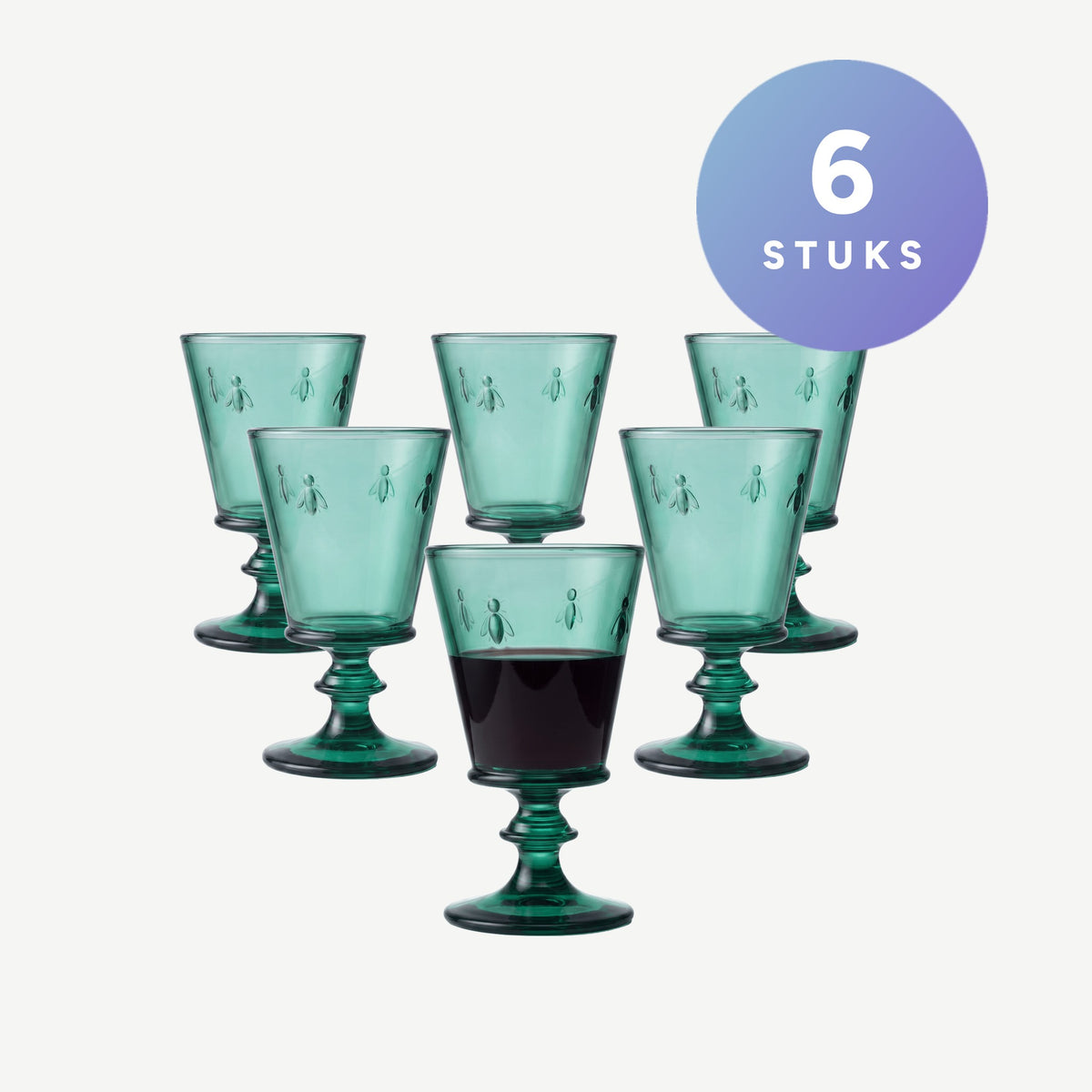 Set van de La Rochère Abeille Wijnglas 24 Cl Groen - 6 Stuks