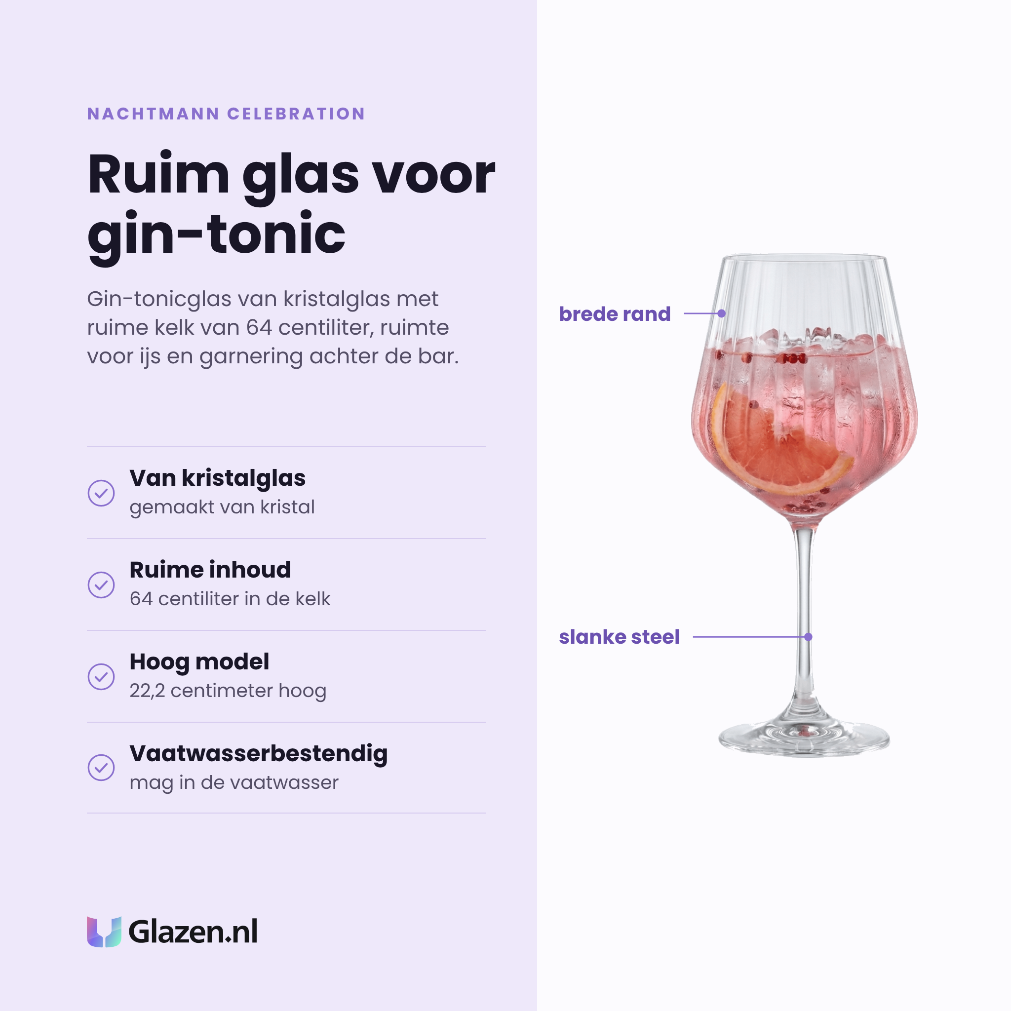 Nachtmann Celebration gin-tonicglas 64 cl eigenschappen: van kristalglas, ruime inhoud, hoog model, vaatwasserbestendig
