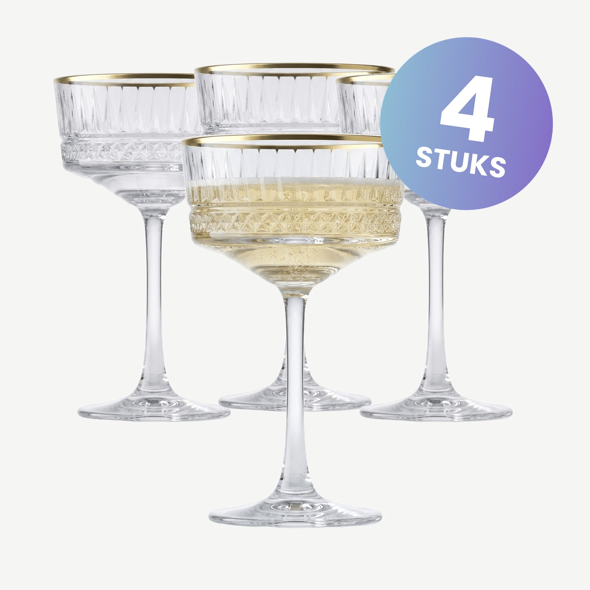 Pasabahce Elysia Champagneglas / Coupe 26 Cl Gouden Rand - set van 4 glazen
