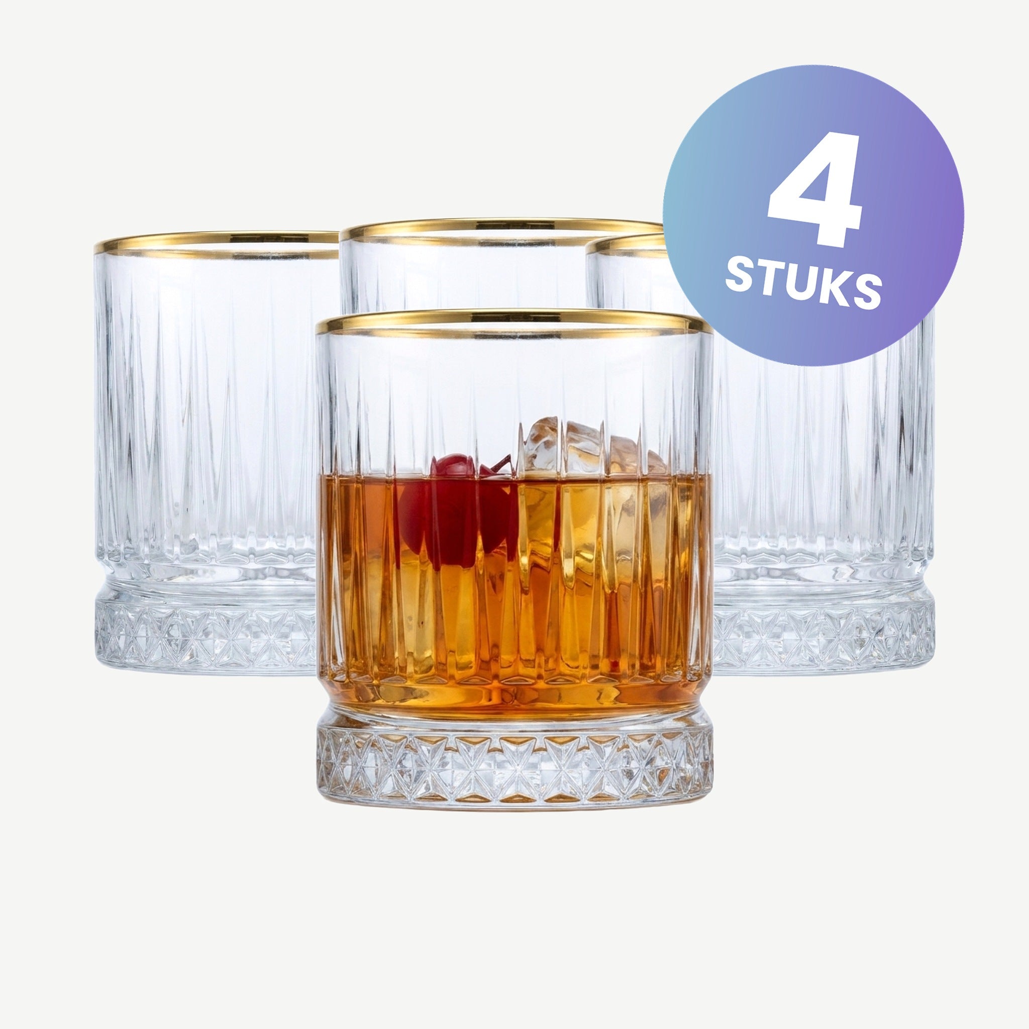 Pasabahce Elysia Tumbler 21 Cl Gouden Rand - set van 4 glazen