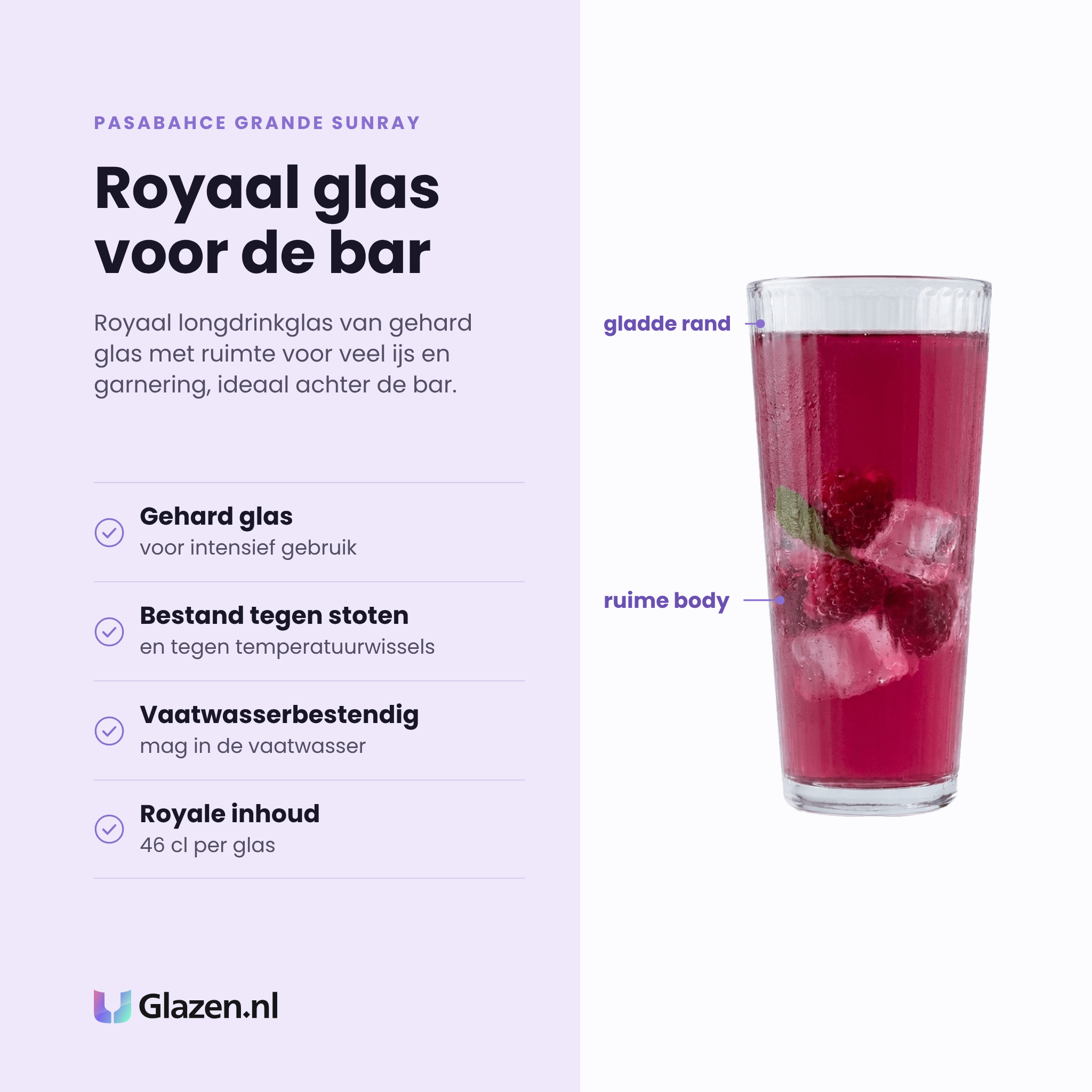 Pasabahce Grande Sunray longdrinkglas 46 cl eigenschappen: gehard glas, bestand tegen stoten, vaatwasserbestendig, royale inhoud