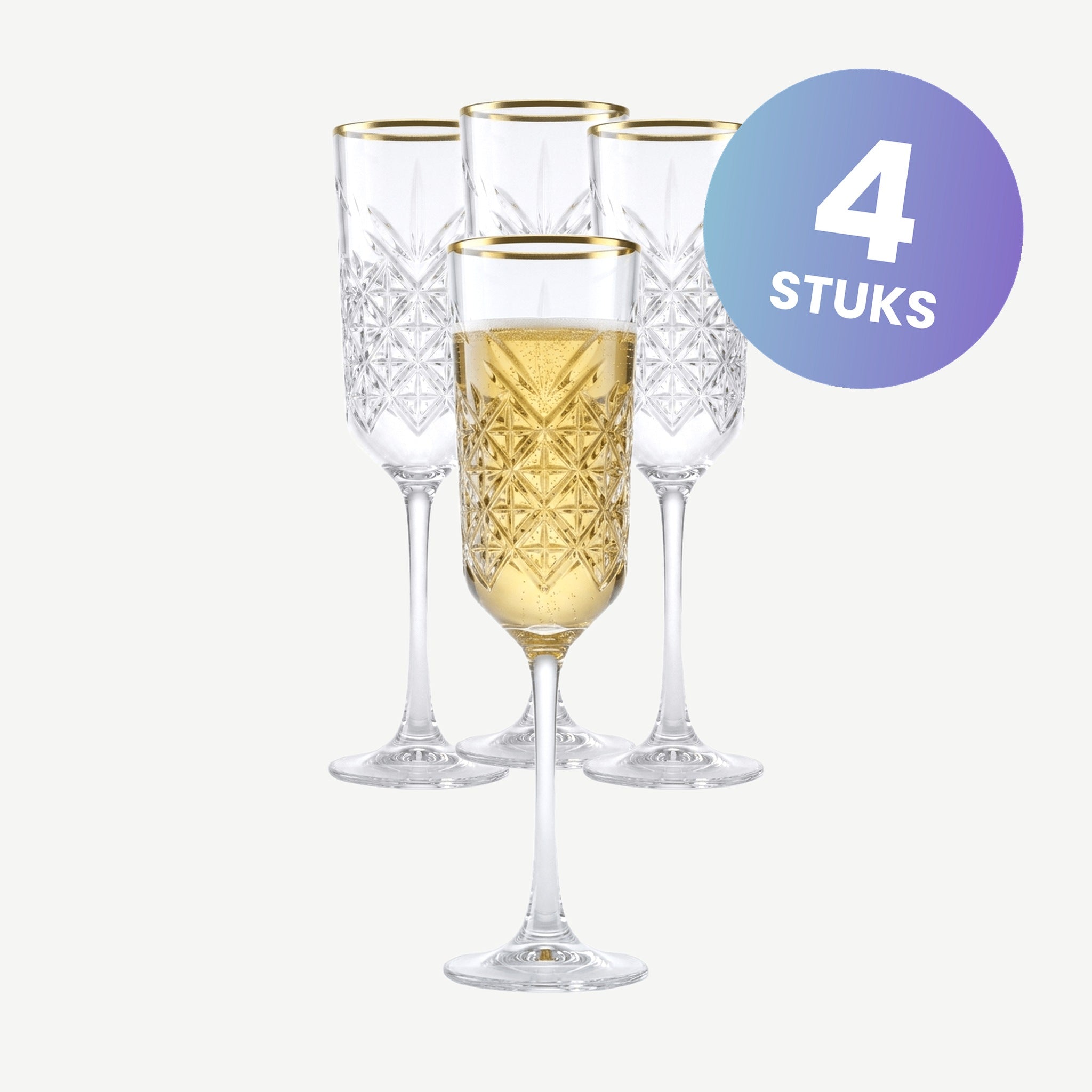 Pasabahce Timeless Champagneglas / Flute 17,5 Cl Gouden Rand - set van 4 glazen