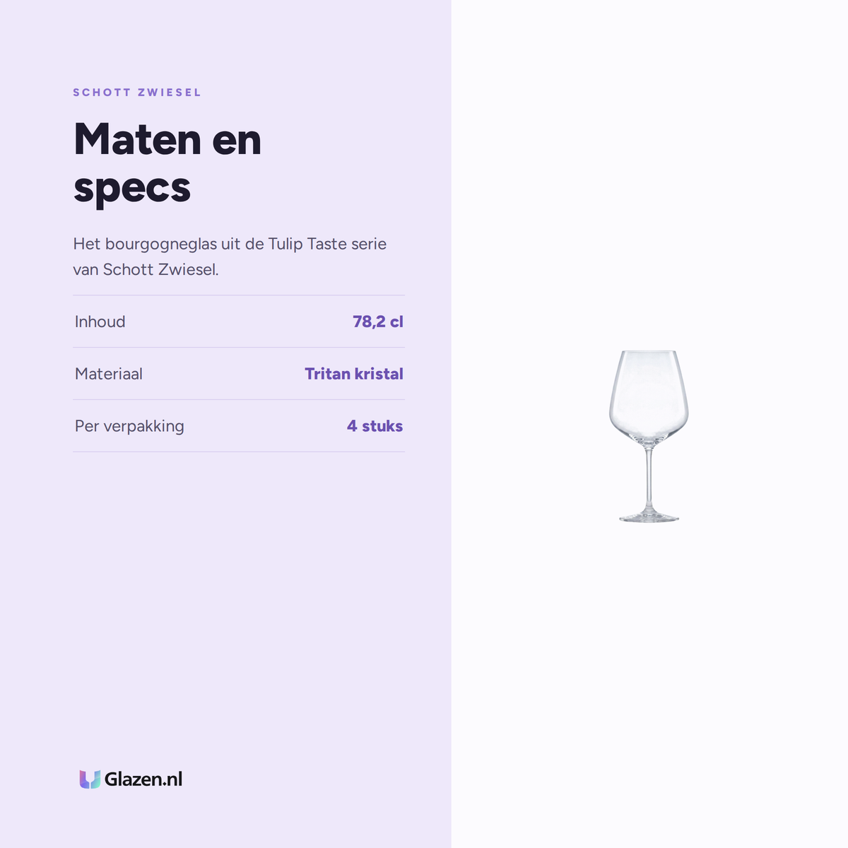 Maten en specs van Schott Zwiesel Tulip Taste Bourgogneglas 78,2 Cl