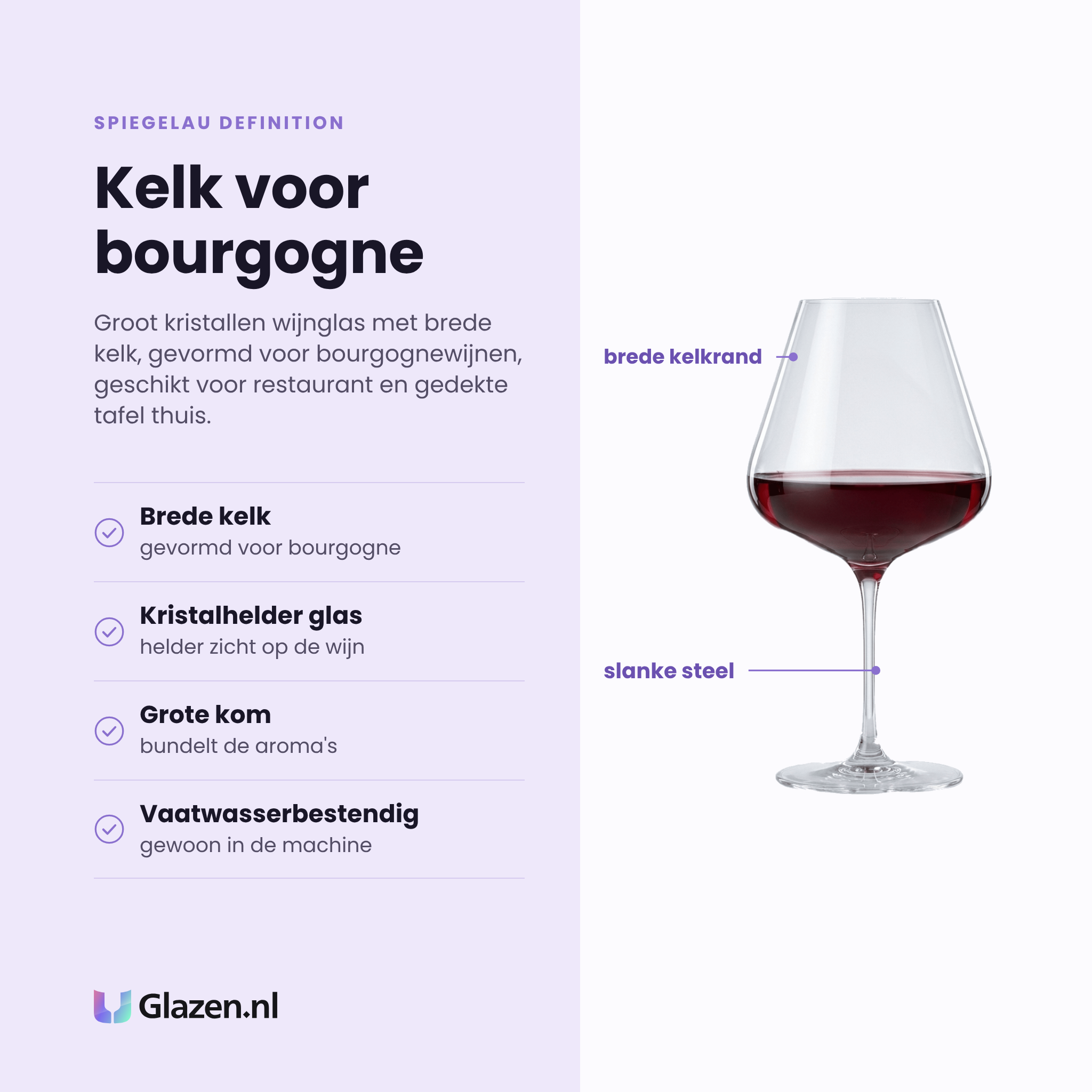 Spiegelau Definition bourgogneglas 96 cl eigenschappen: brede kelk voor bourgogne, kristalhelder glas, grote kom bundelt aroma's, vaatwasserbestendig