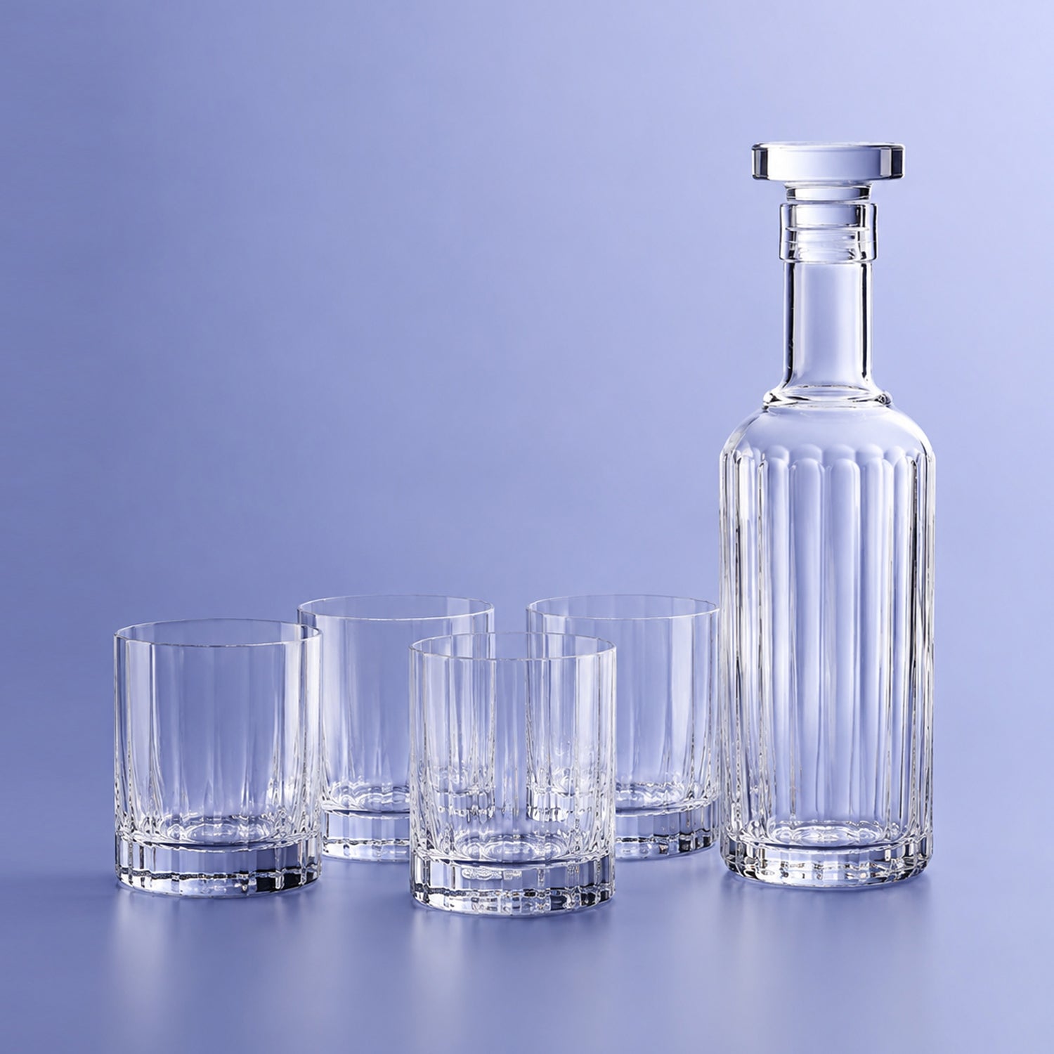Luigi Bormioli Bach Whiskey Karaf 70 Cl - 4X Tumbler D.O.F. 33,5 Cl - 5 Stuks - Glazen.nl