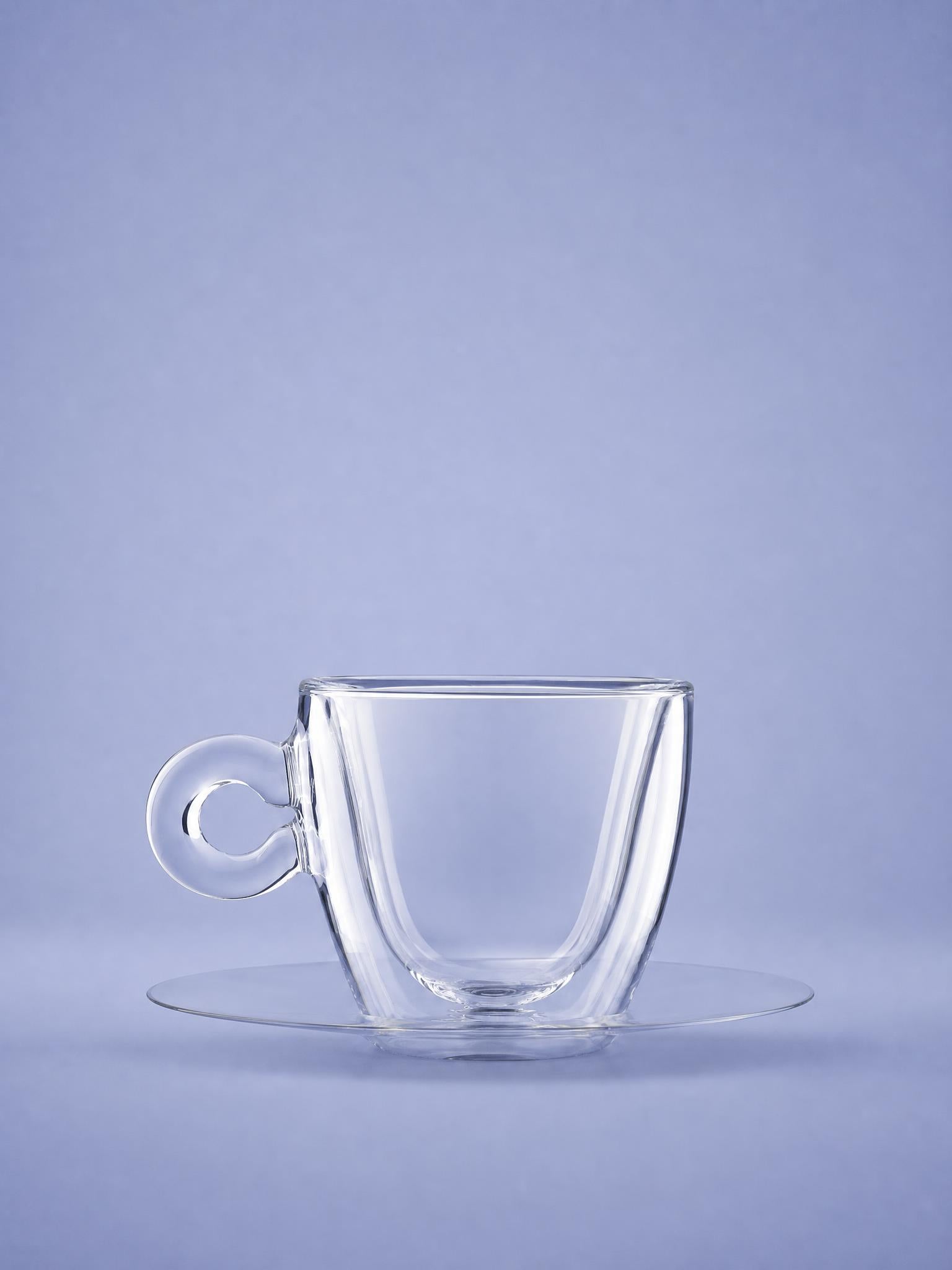 Luigi Bormioli Verre Thermique Verre à Cappuccino 16,5 Cl Avec Soucoupe Inox - 2 Pièces