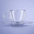 Luigi Bormioli Thermic Glass Espressoglas 6,5 Cl Met Rvs Schotel - 2 Stuks