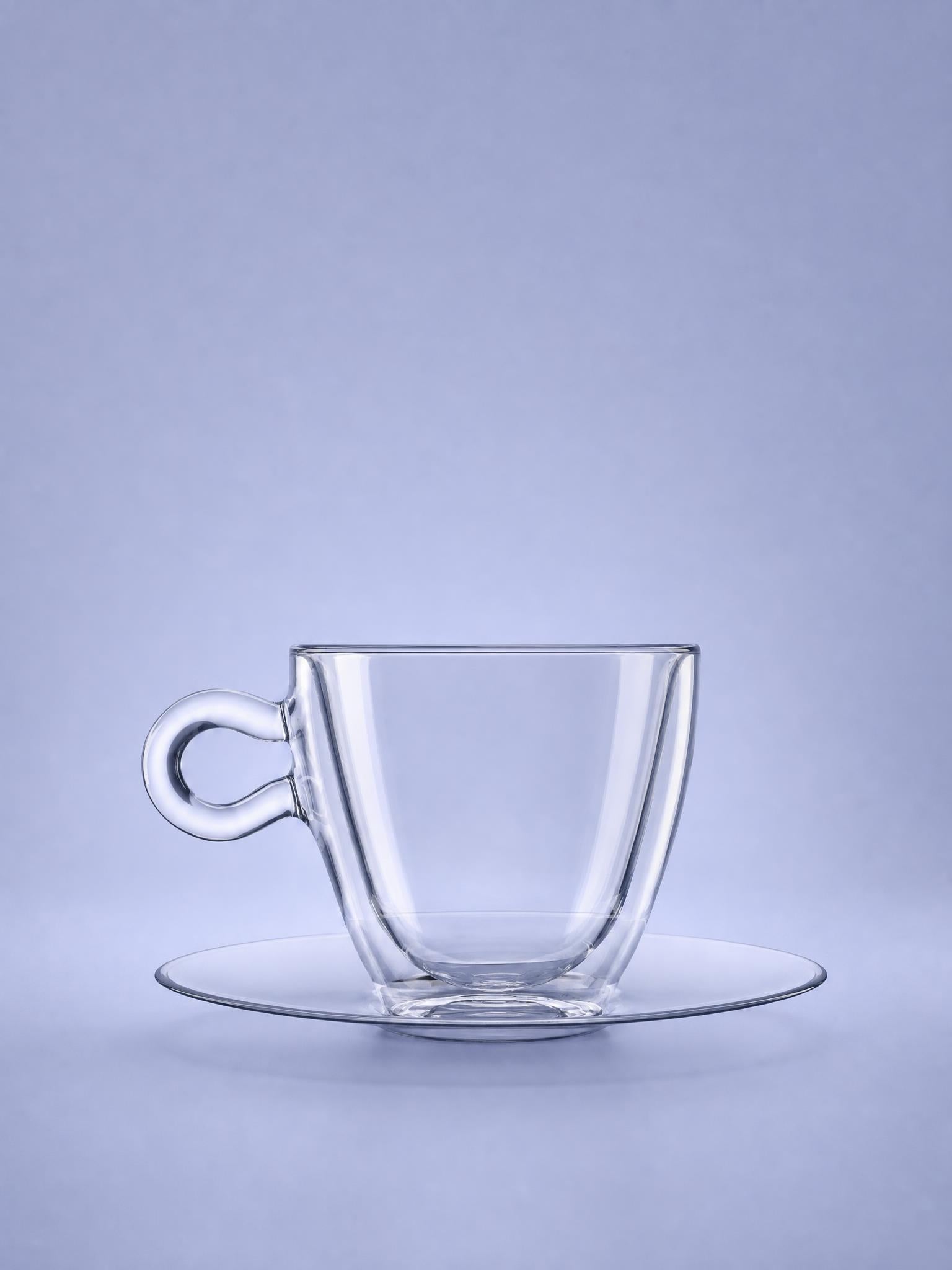 Luigi Bormioli Thermic Glass Verre à Café 30 Cl Avec Soucoupe Inox - 2 Pièces