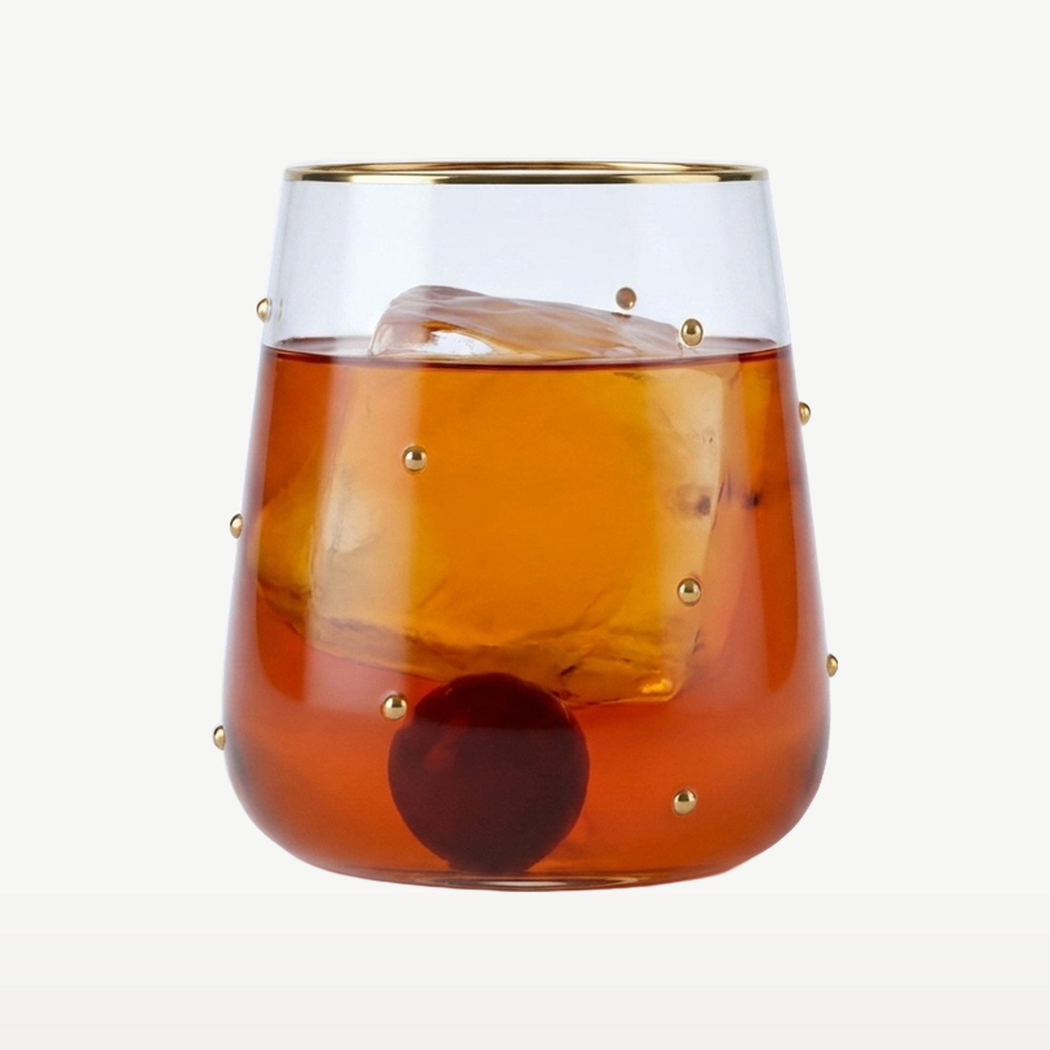J-Line Waterglas 42 Cl Stippen Transparant/Goudkleurig - Glazen.nl